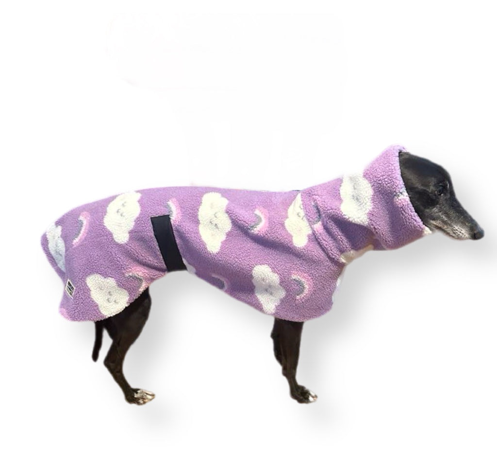 Mauve extra thick sherpa greyhound coat double polar fleece washable