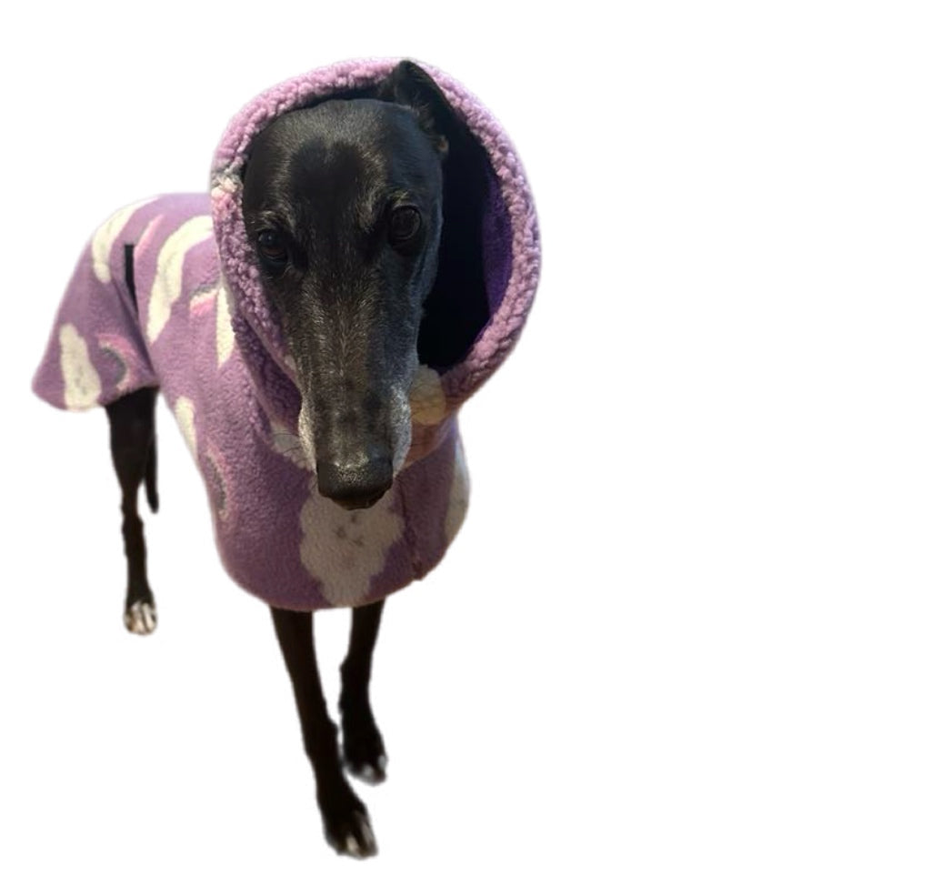 Mauve extra thick sherpa greyhound coat double polar fleece washable