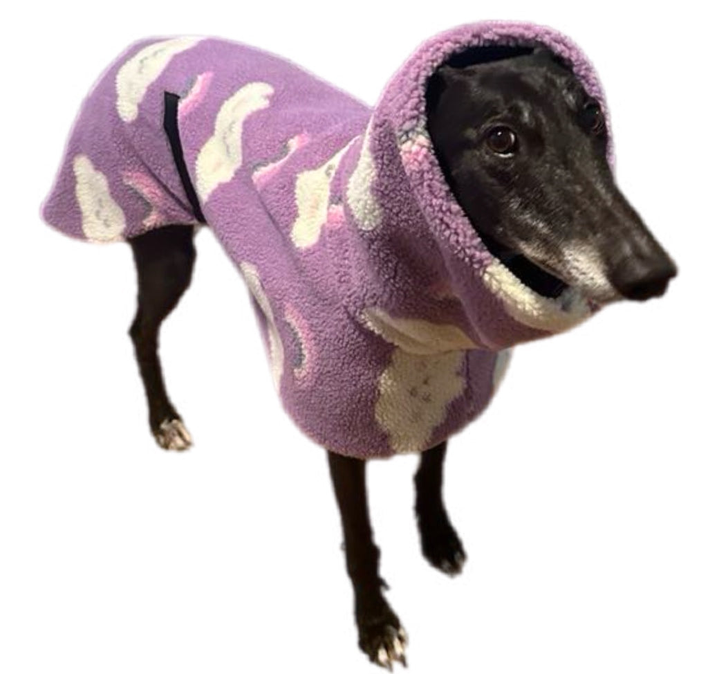 Mauve extra thick sherpa greyhound coat double polar fleece washable