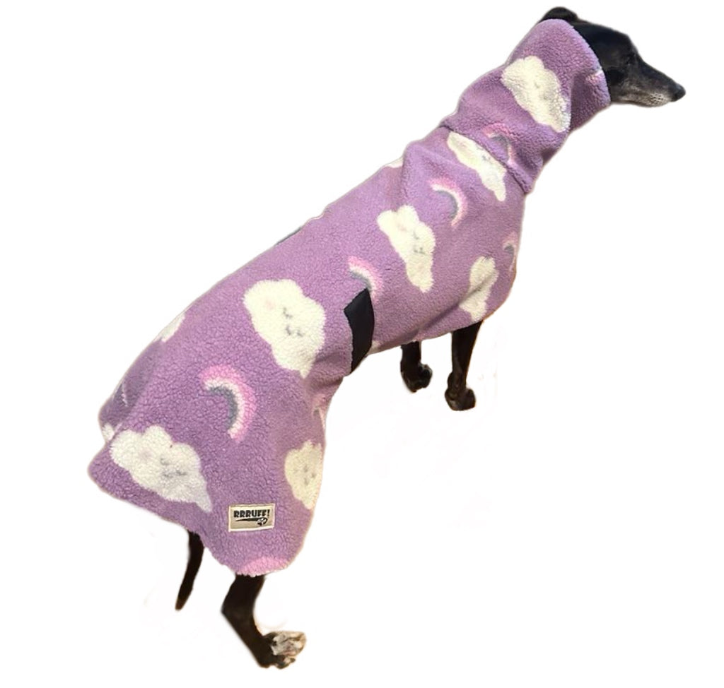 Mauve extra thick sherpa greyhound coat double polar fleece washable