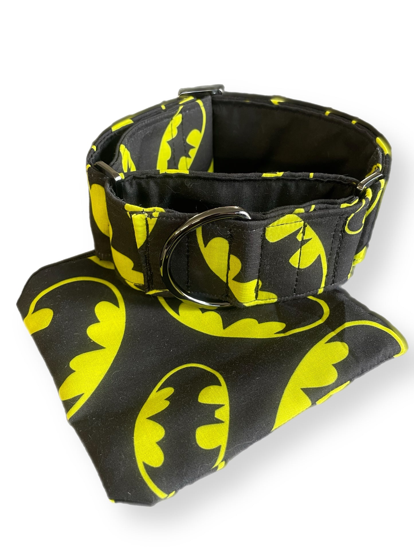 Batman Cotton blend covered greyhound Martingale collar 50mm width super soft