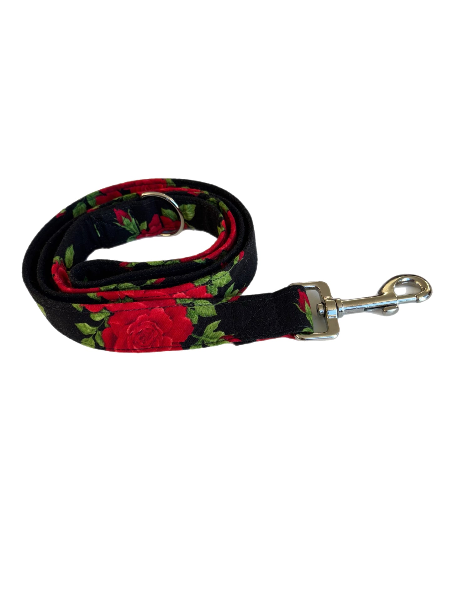 Beautiful red roses on black Martingale collar greyhound 5cms super soft cotton fabric