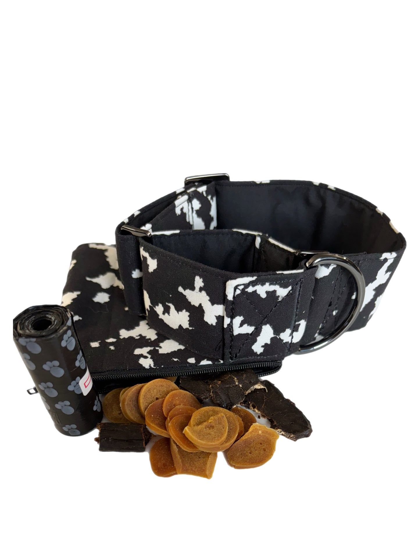 Cammo in black & white Greyhound Martingale collar cotton covered 50mm width soft