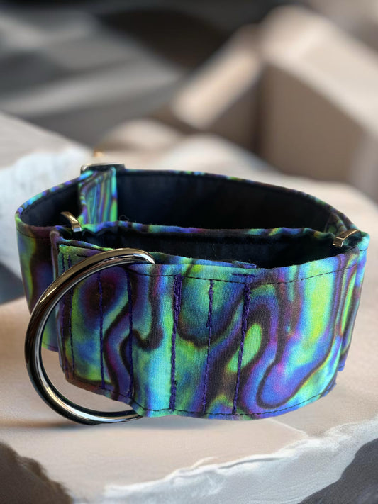 Abalone shell design greyhound Martingale collar cotton covered super soft