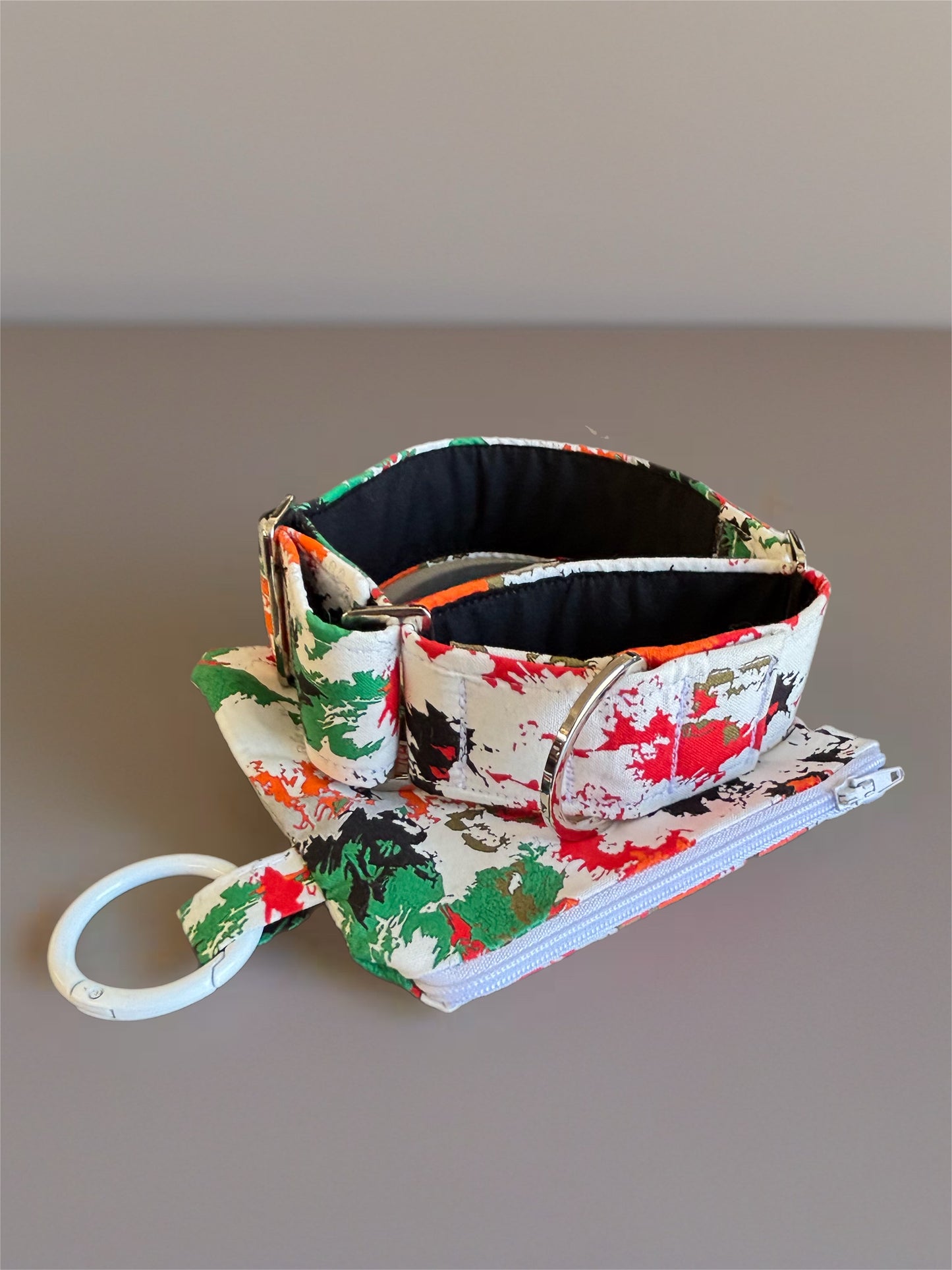 Vivid white Cammo greyhound Martingale collar cotton covered 38 & 50mm width