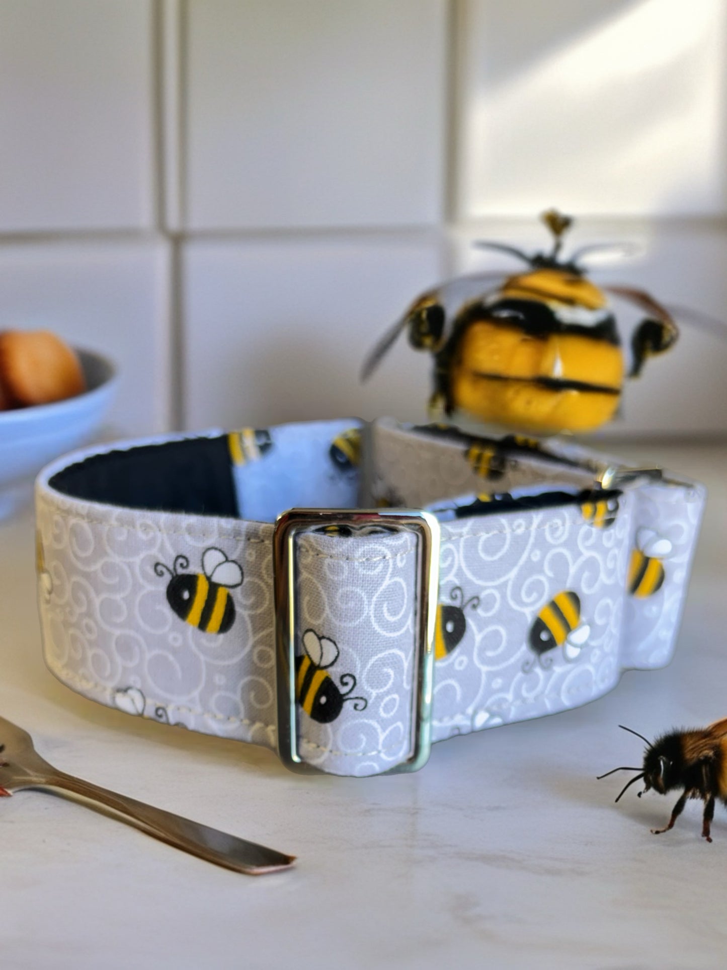 Don’t bee grey greyhound Martingale collar cotton covered 50mm width super soft