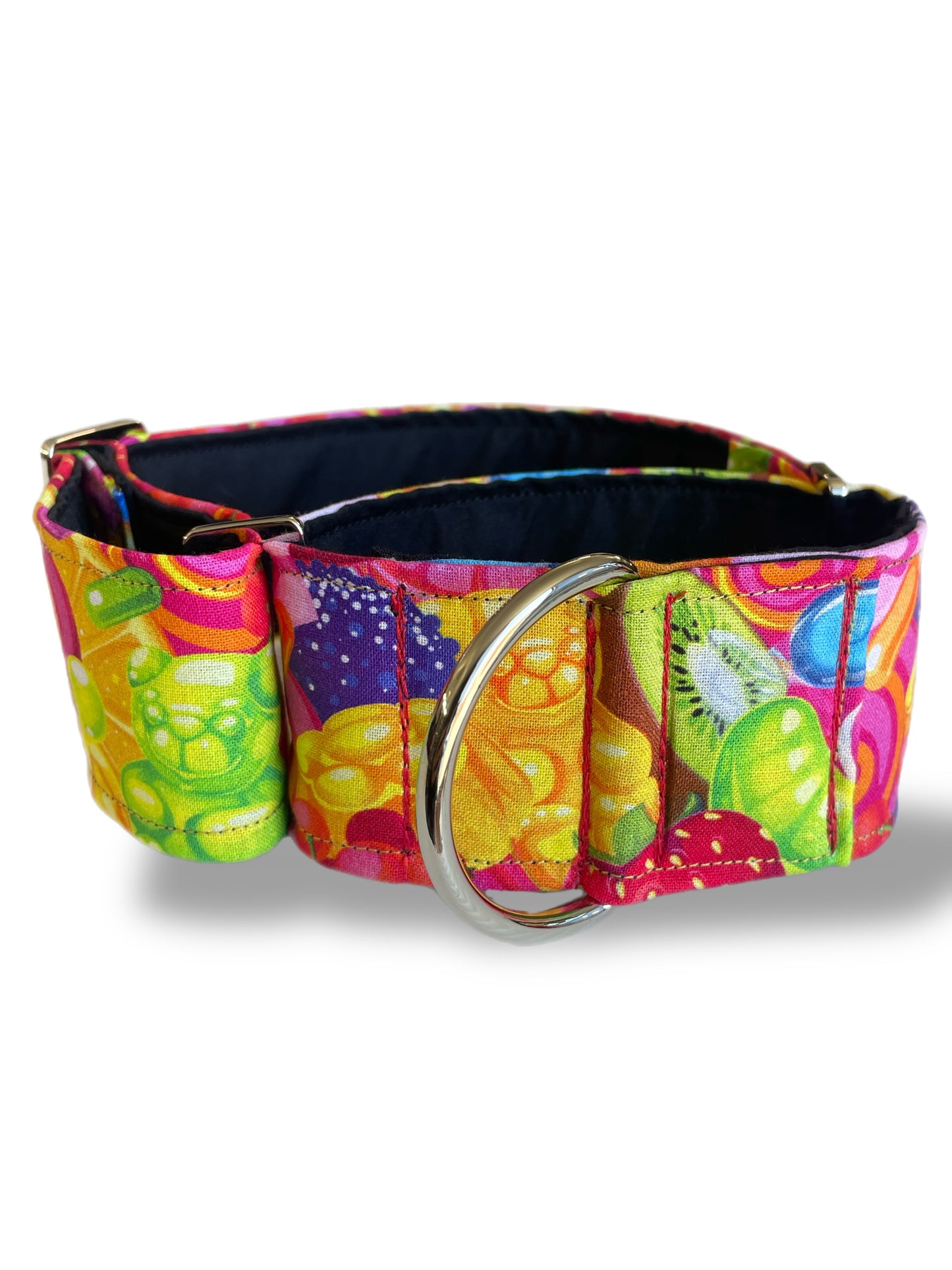 Sweets on bright colors greyhound Martingale collar cotton covered 50mm width