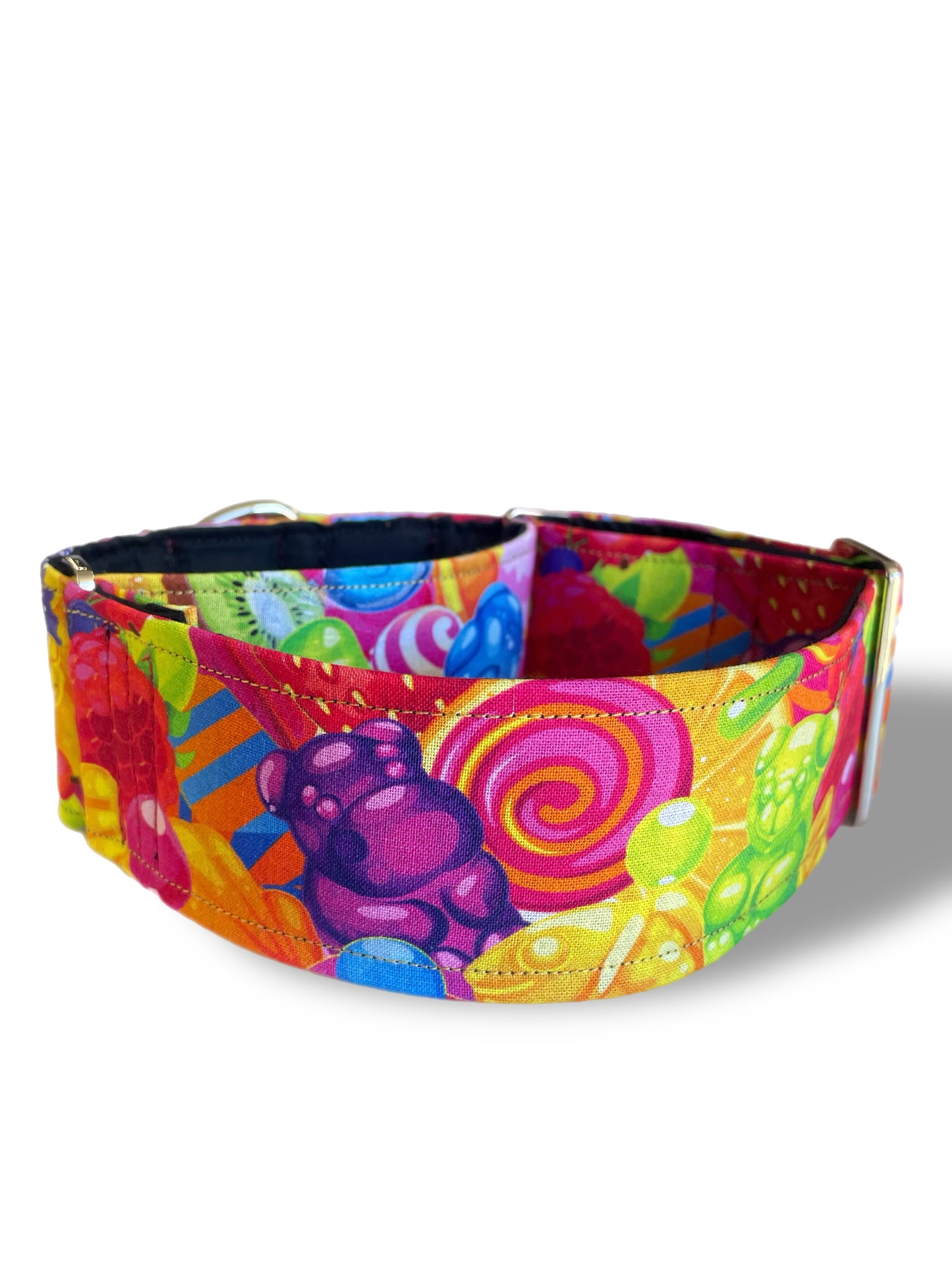 Sweets on bright colors greyhound Martingale collar cotton covered 50mm width