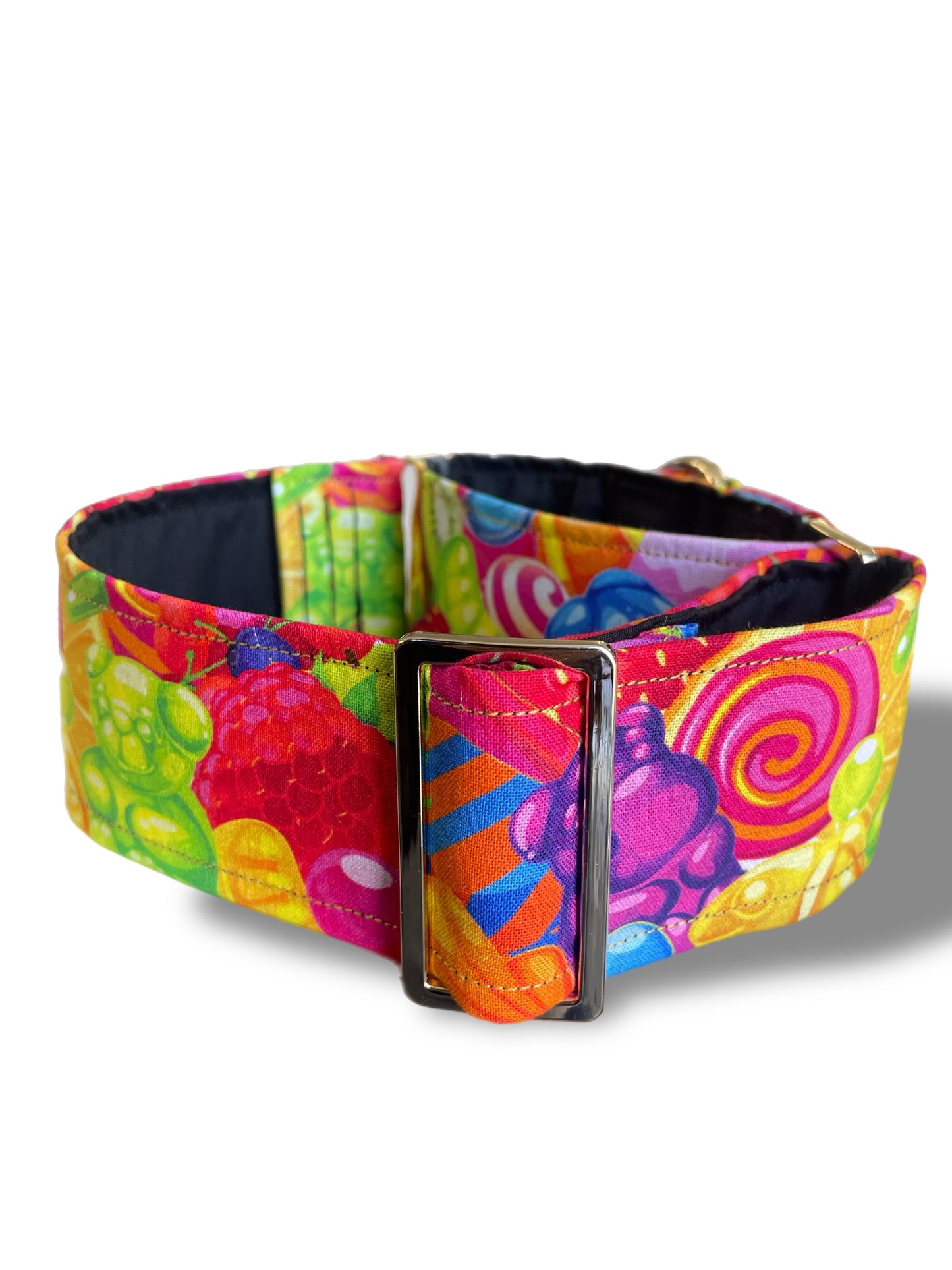 Sweets on bright colors greyhound Martingale collar cotton covered 50mm width