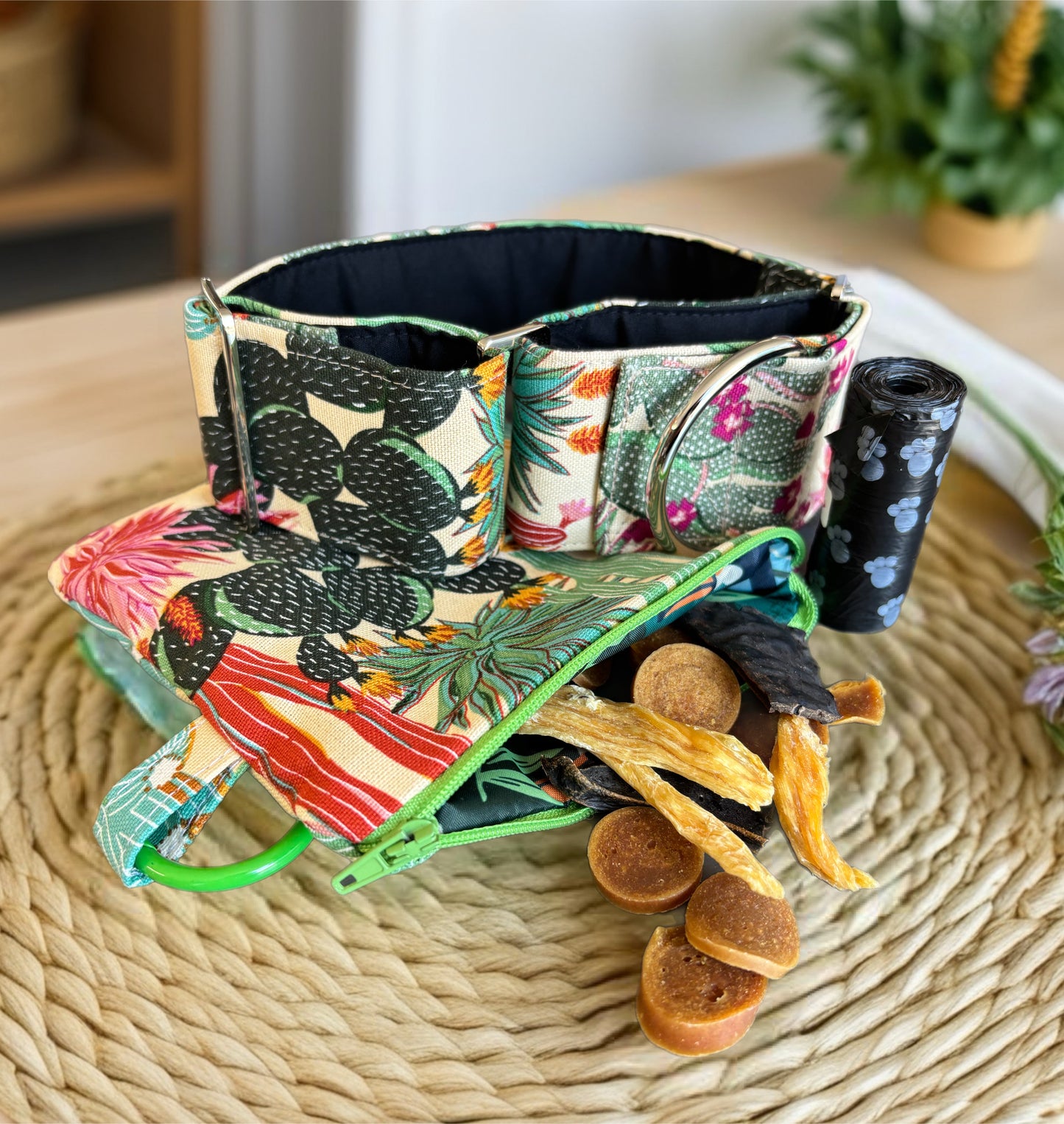 Cool cactus Greyhound Martingale collar cotton covered 50mm width super soft