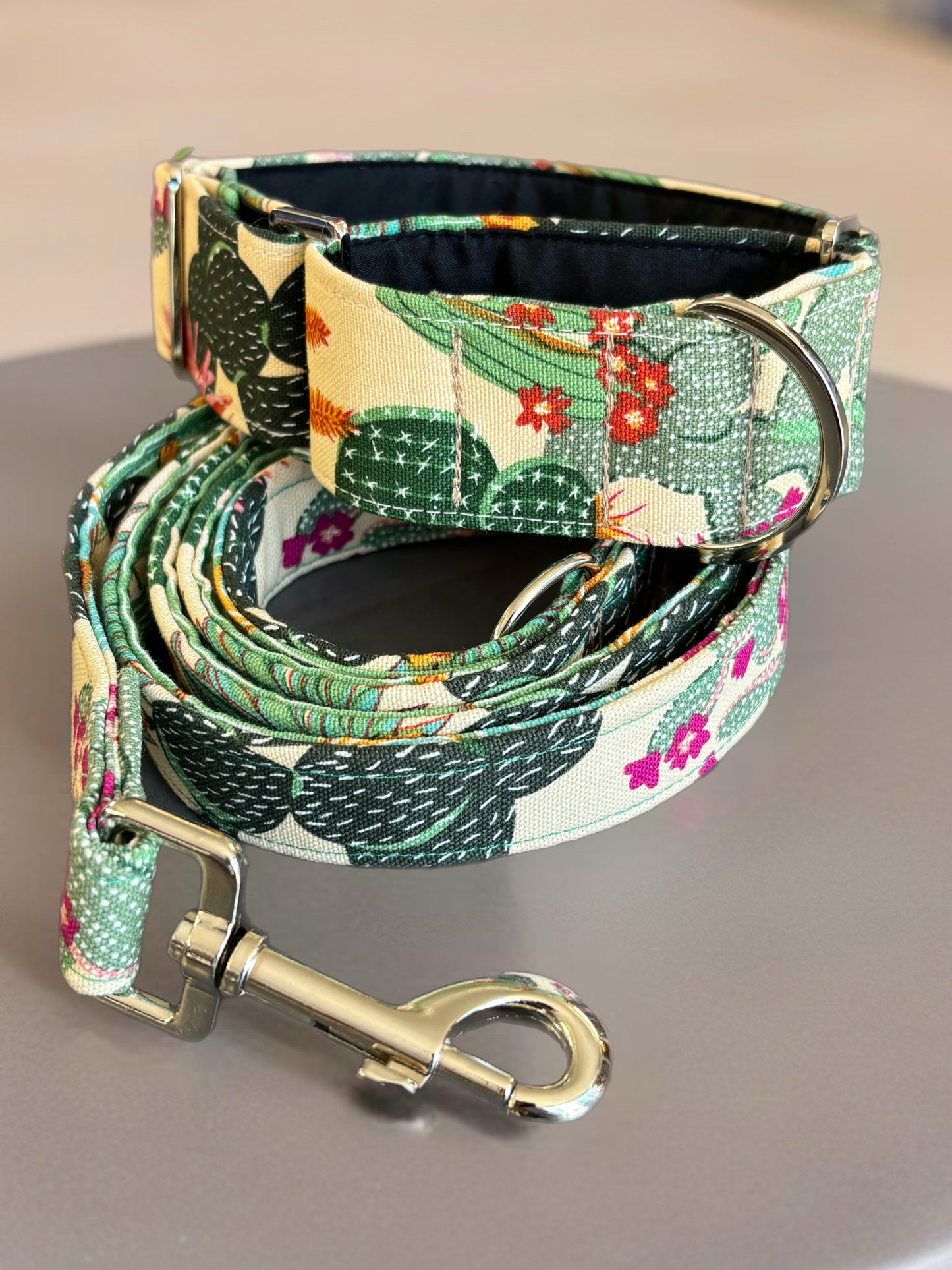 Cool cactus Greyhound Martingale collar cotton covered 50mm width super soft
