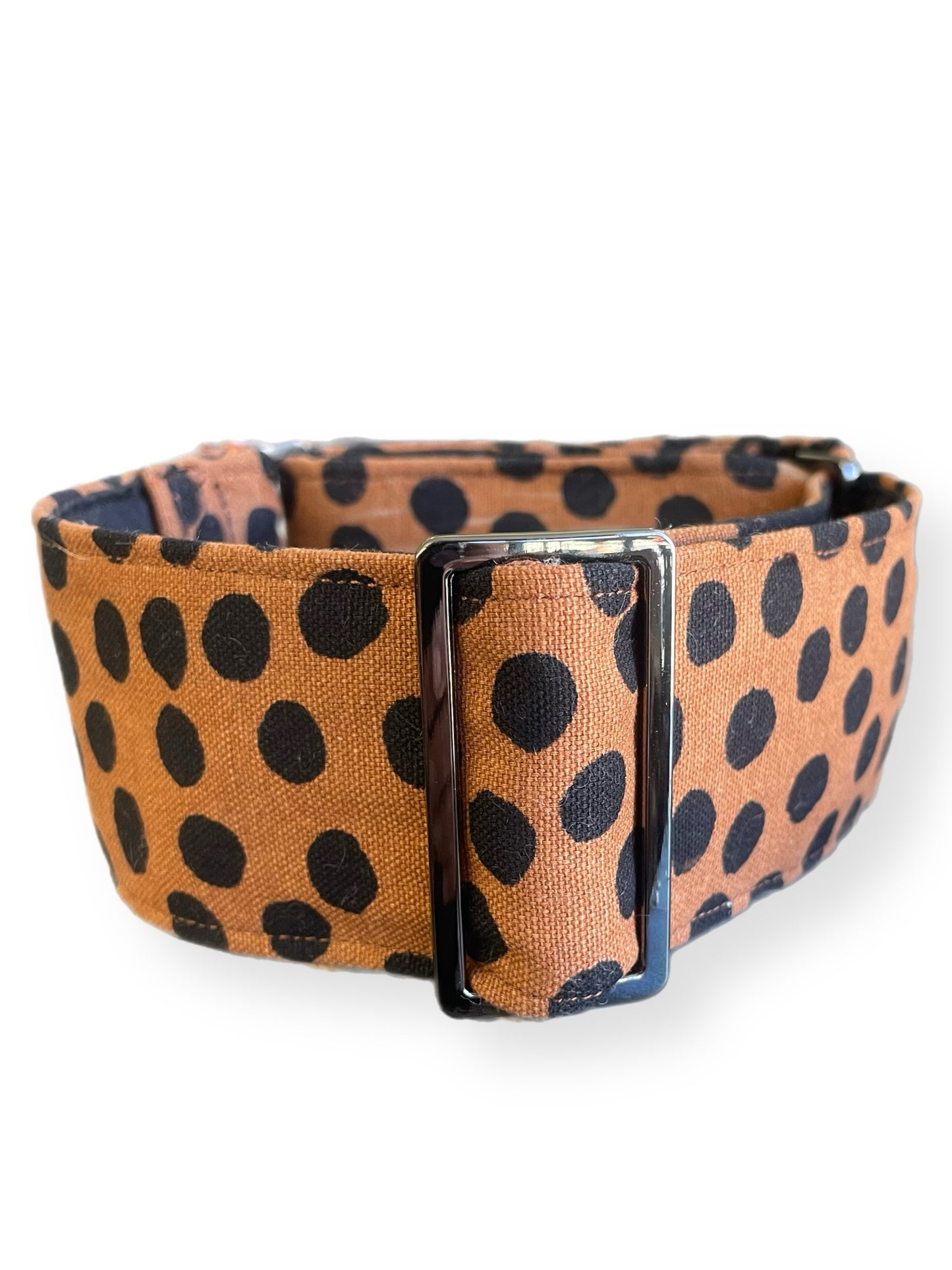 Terracotta with spots greyhound Martingale collar cotton covered wide