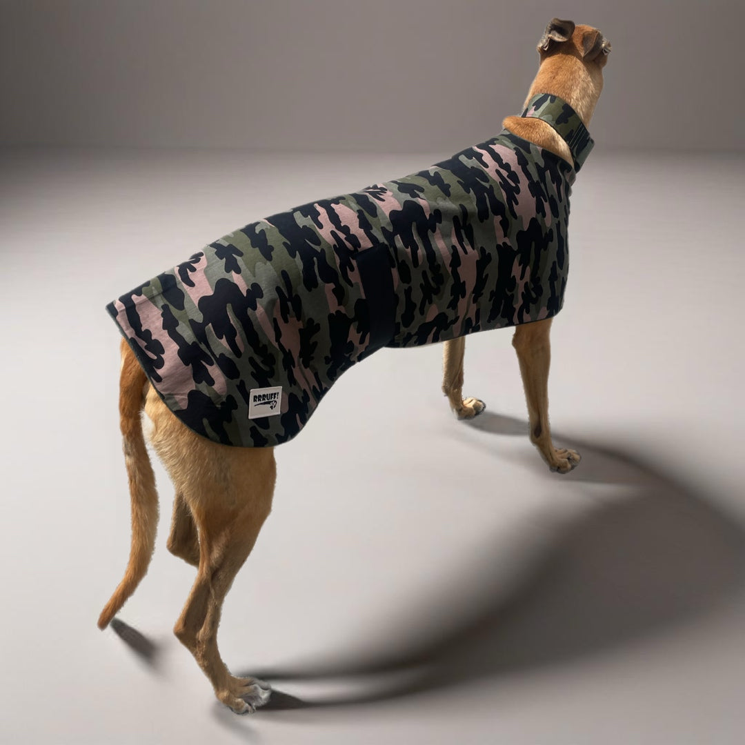 Going Commando Spring Greyhound cotton coat in cotton drill  & lightweight polar fleece washable