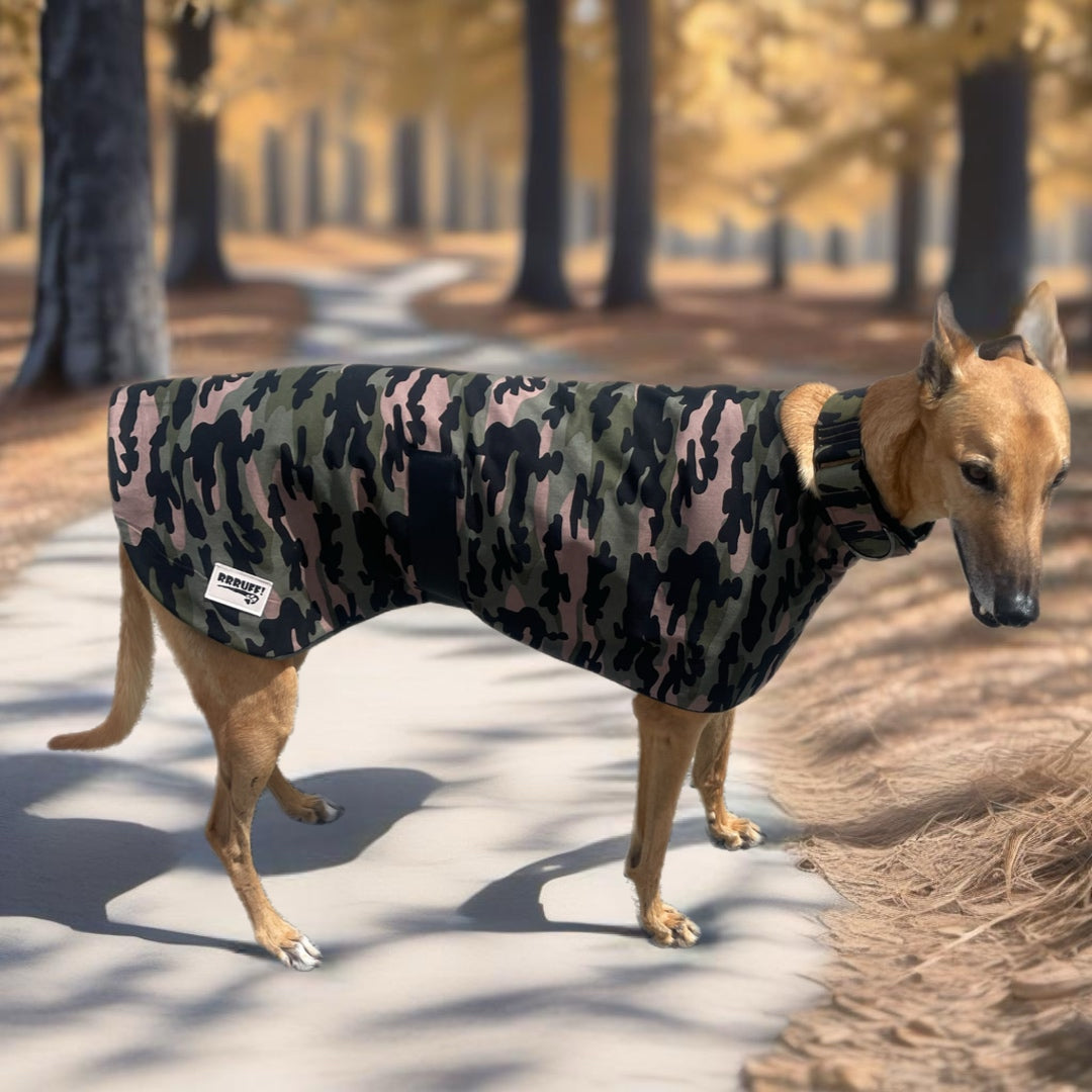 Going Commando Spring Greyhound cotton coat in cotton drill  & lightweight polar fleece washable