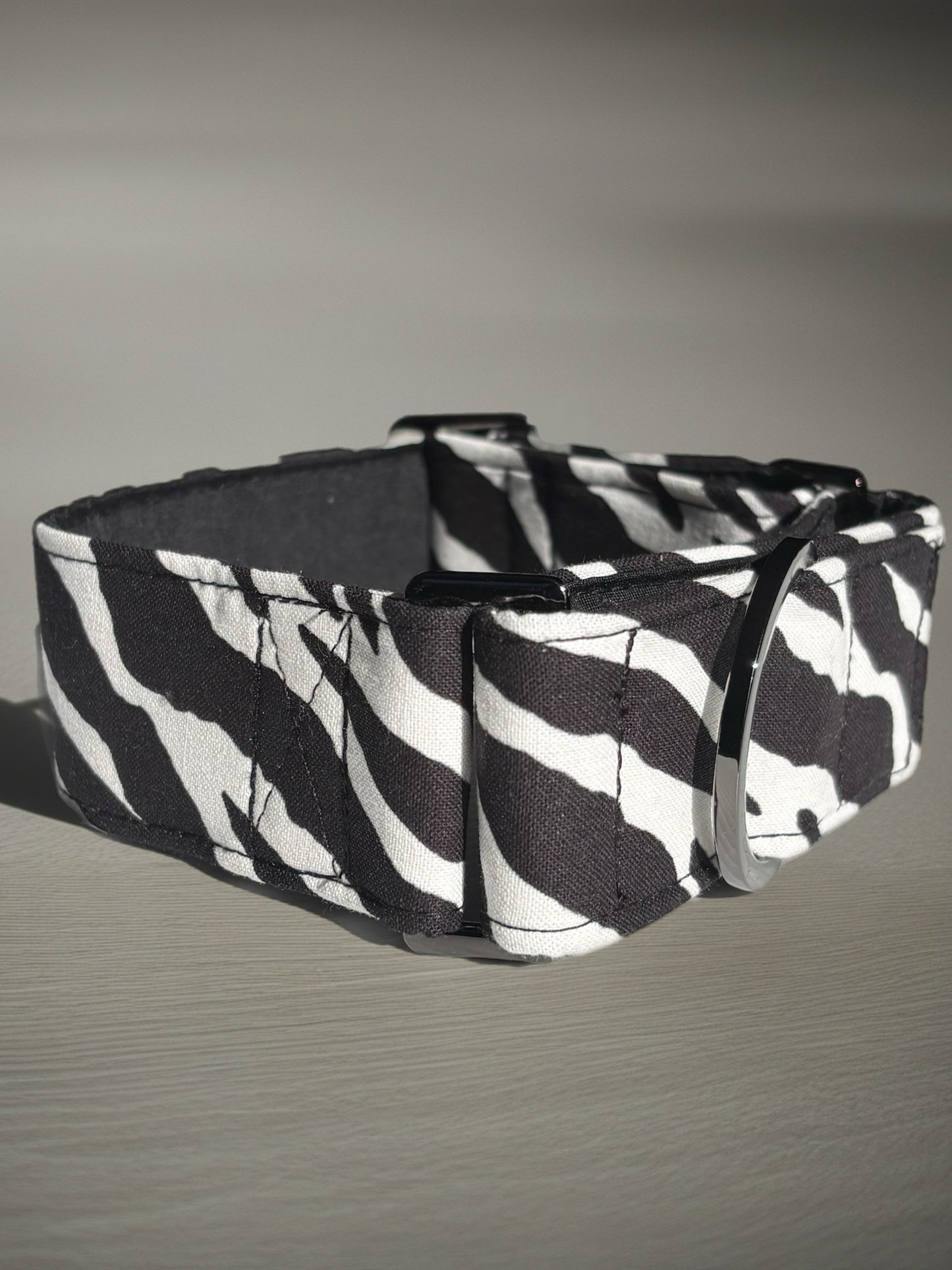 Stripe up the fun in Zebra print Martingale collar greyhound collar cotton super soft fabric