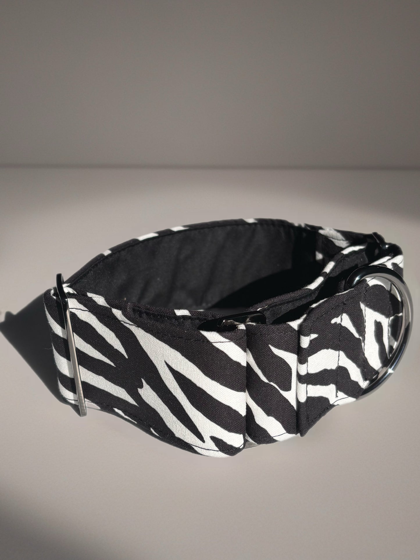 Stripe up the fun in Zebra print Martingale collar greyhound collar cotton super soft fabric