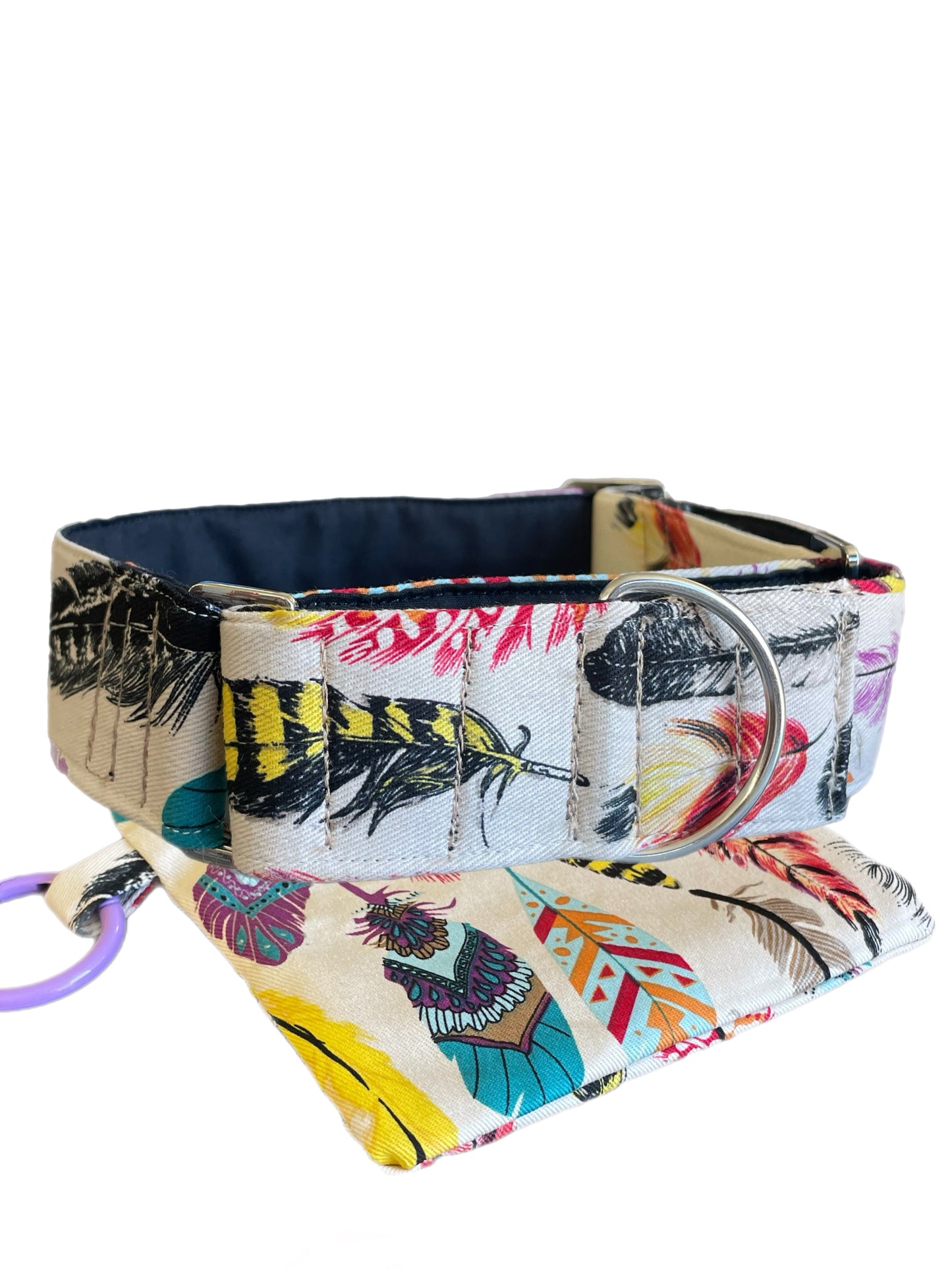 feathers greyhound wide Martingale collar cotton covered super soft