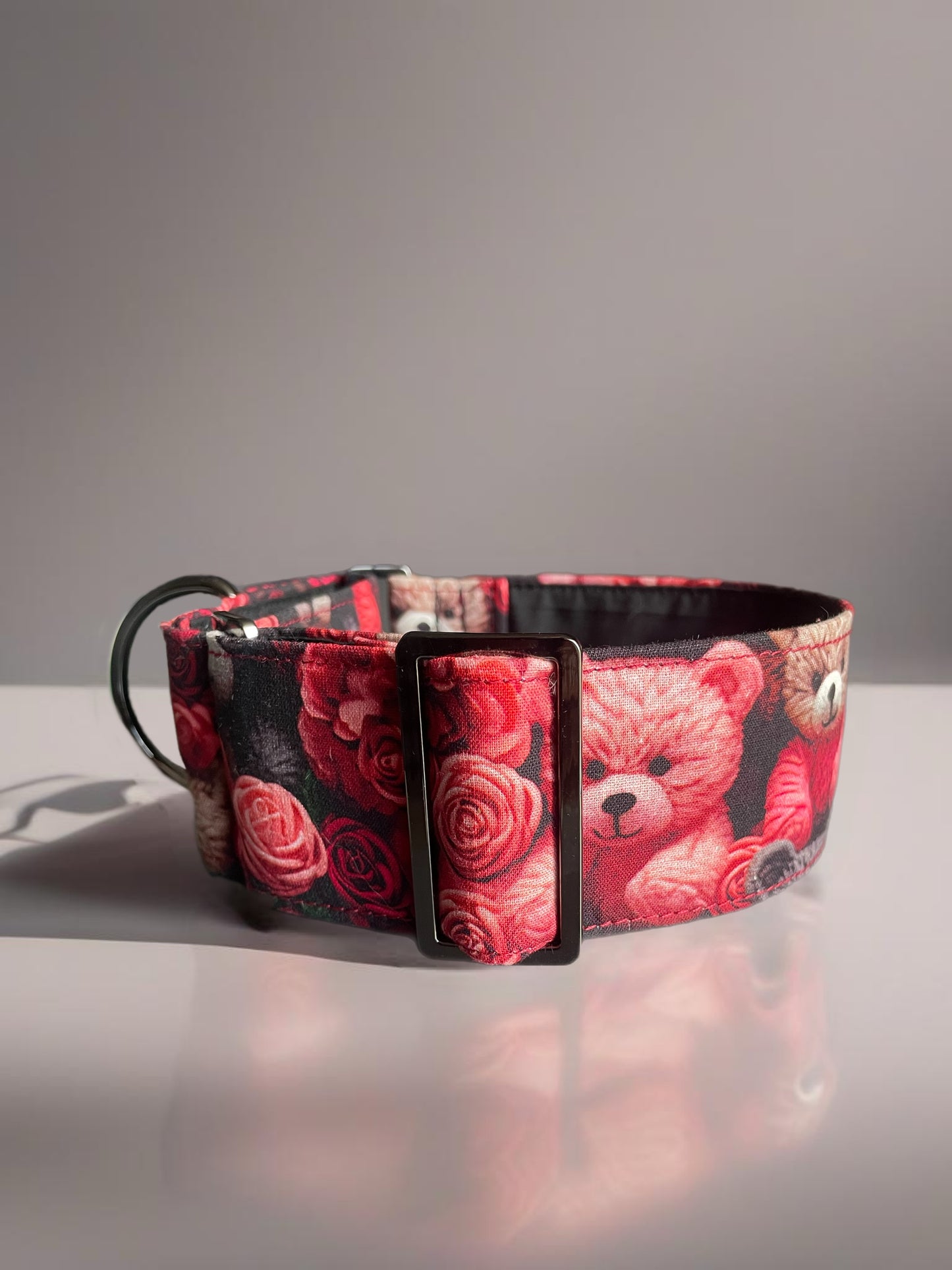 Berry red teddy bear collar greyhound martingale soft cotton fabric