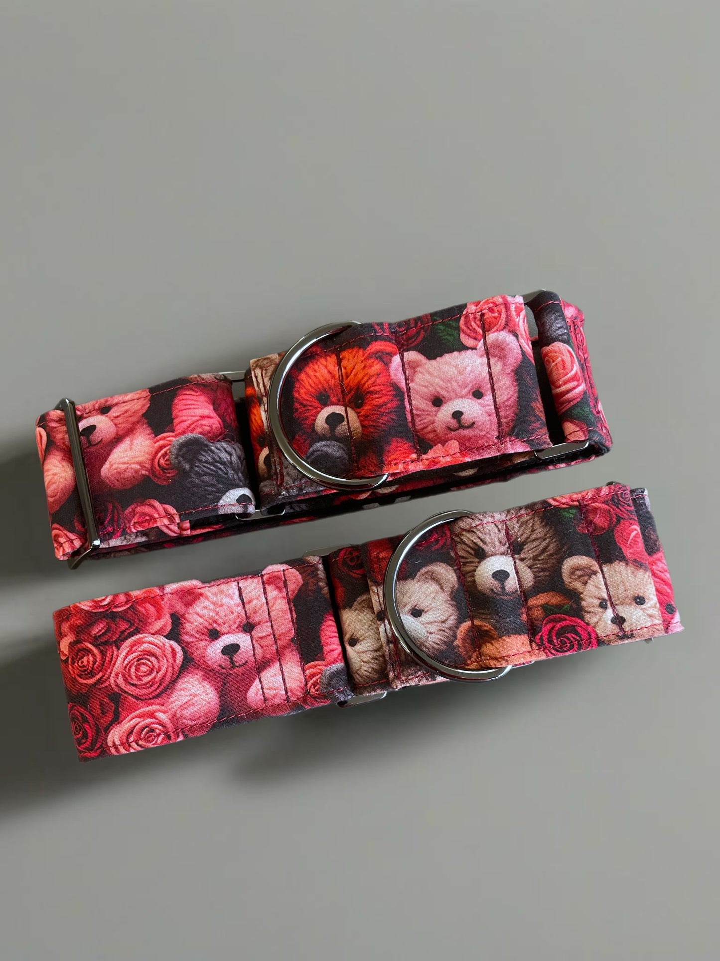 Berry red teddy bear collar greyhound martingale soft cotton fabric