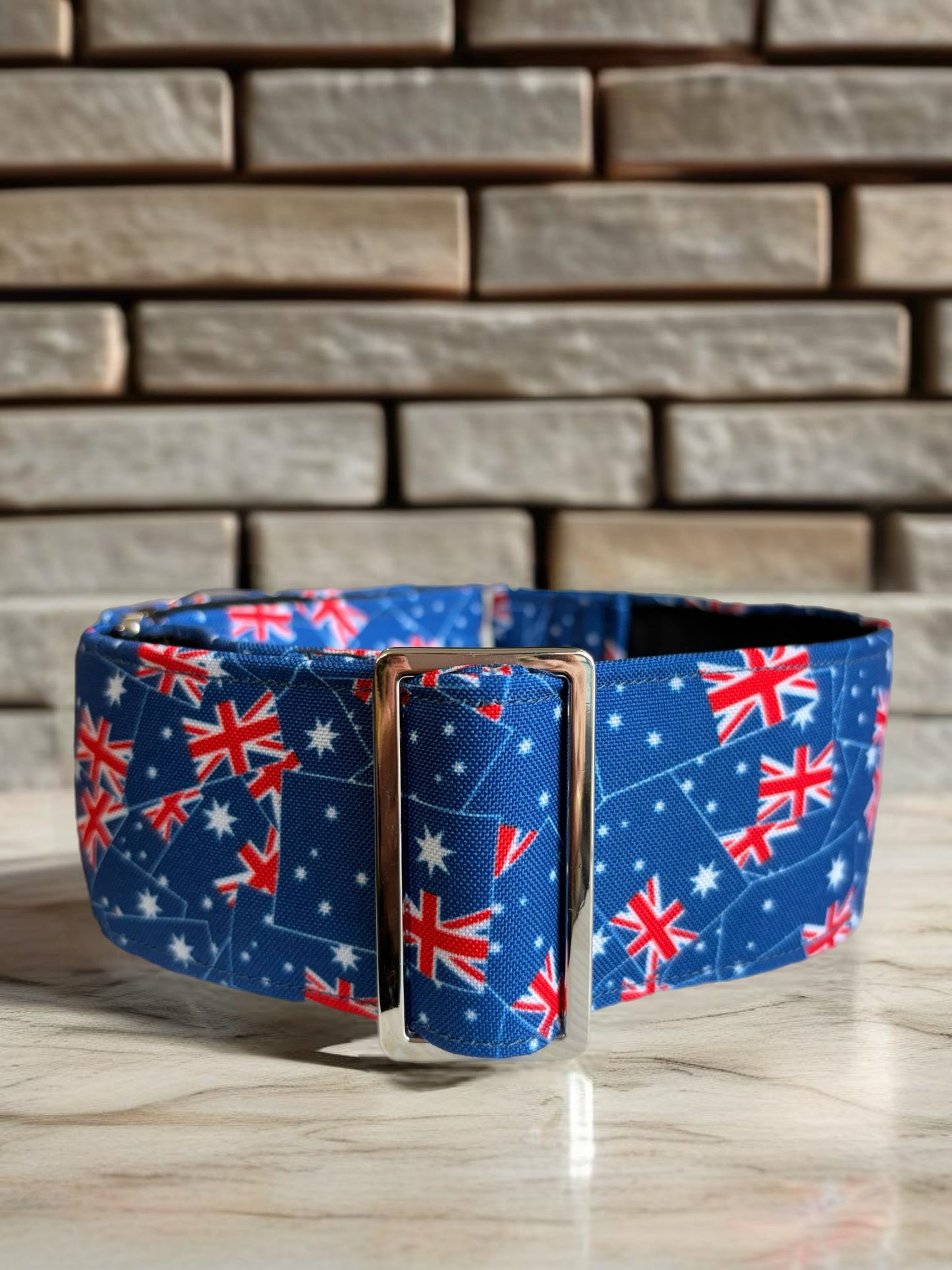 Australian flag Greyhound Martingale collar cotton covered 50mm width