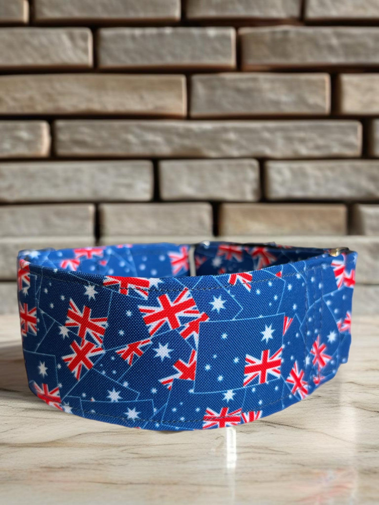 Australian flag Greyhound Martingale collar cotton covered 50mm width