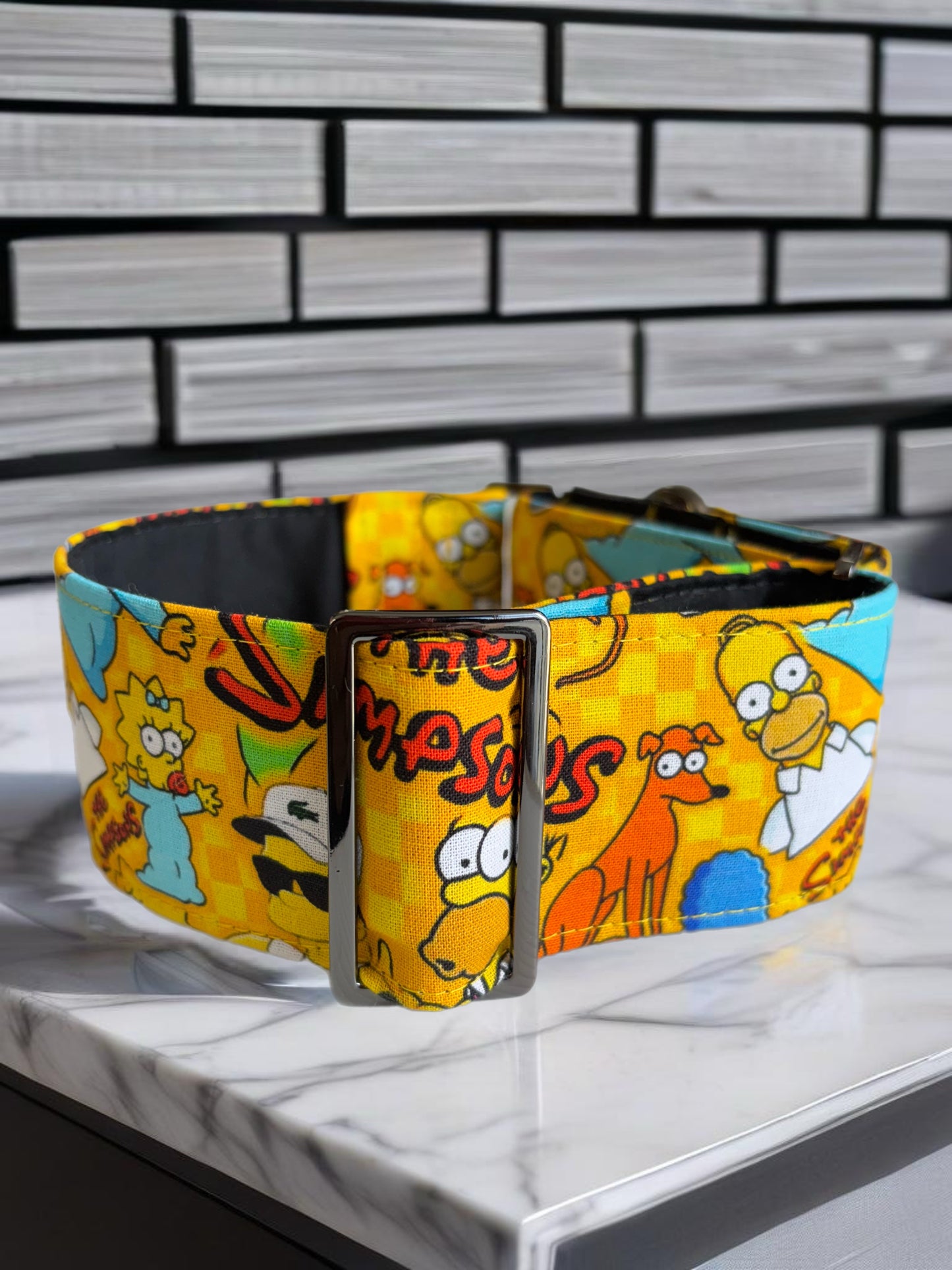 Our newest addition Simpsons greyhound Martingale collar cotton covered super soft