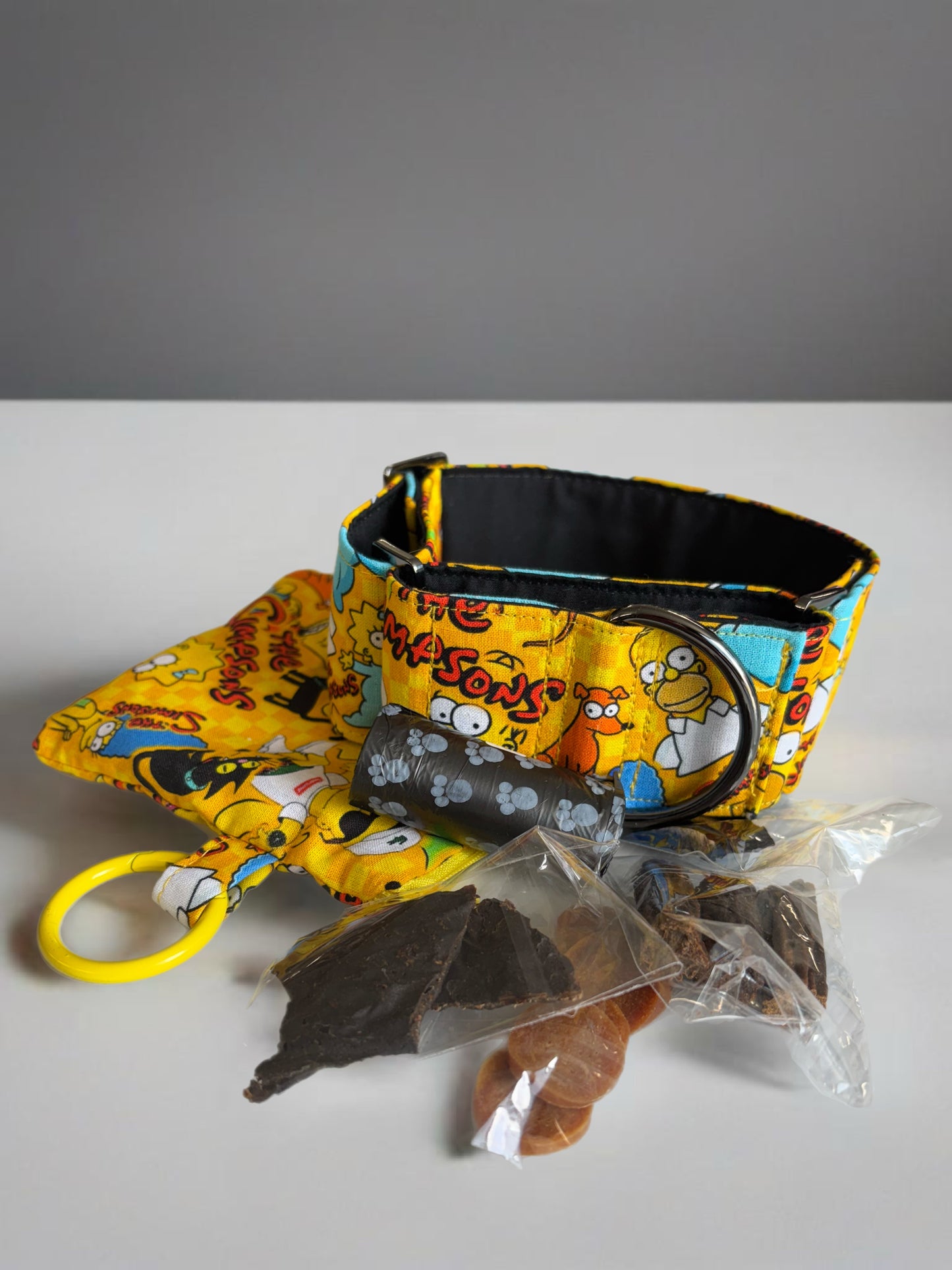 Our newest addition Simpsons greyhound Martingale collar cotton covered super soft