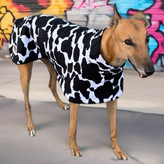 Moo cow print cotton & fleece greyhound sports