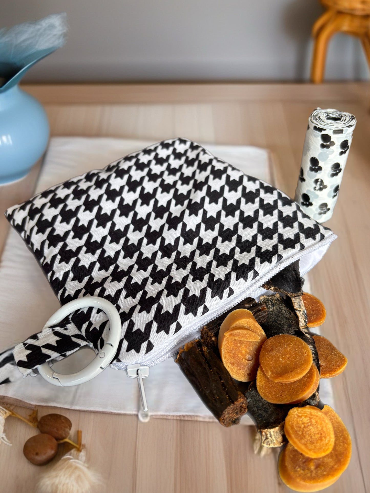 Houndstooth black and white Greyhound Martingale collar cotton covered super soft