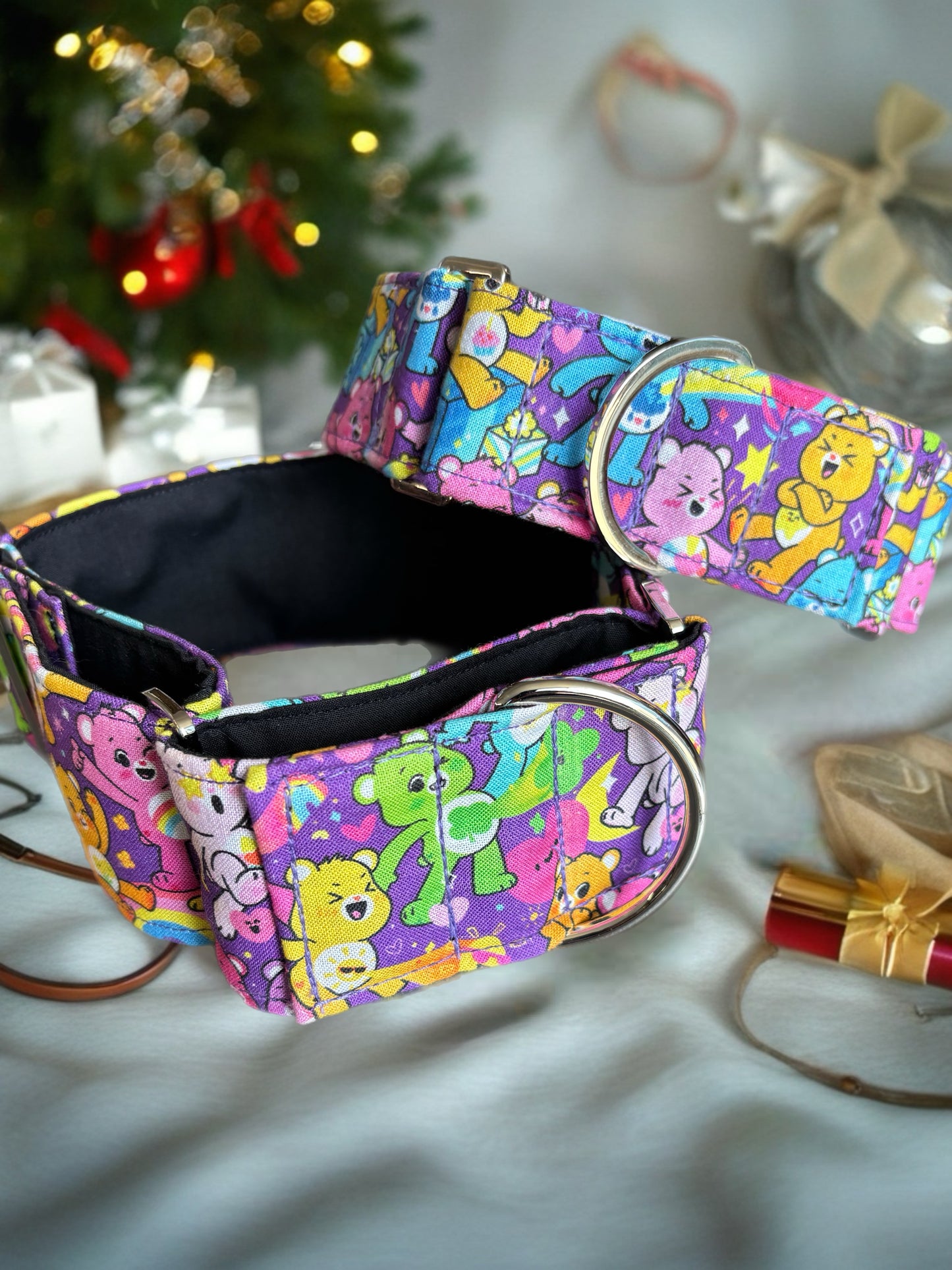 One only of each! Care Bears Martingale collar cotton covered plus go bag filled with treats. On sale