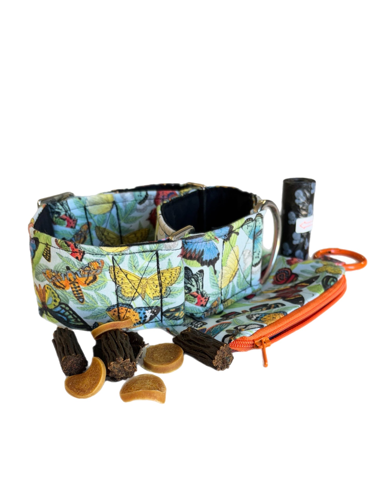 Only one. Seconds. Butterflies 50mm Cotton martingale collar plus go bag filled with treats. On sale