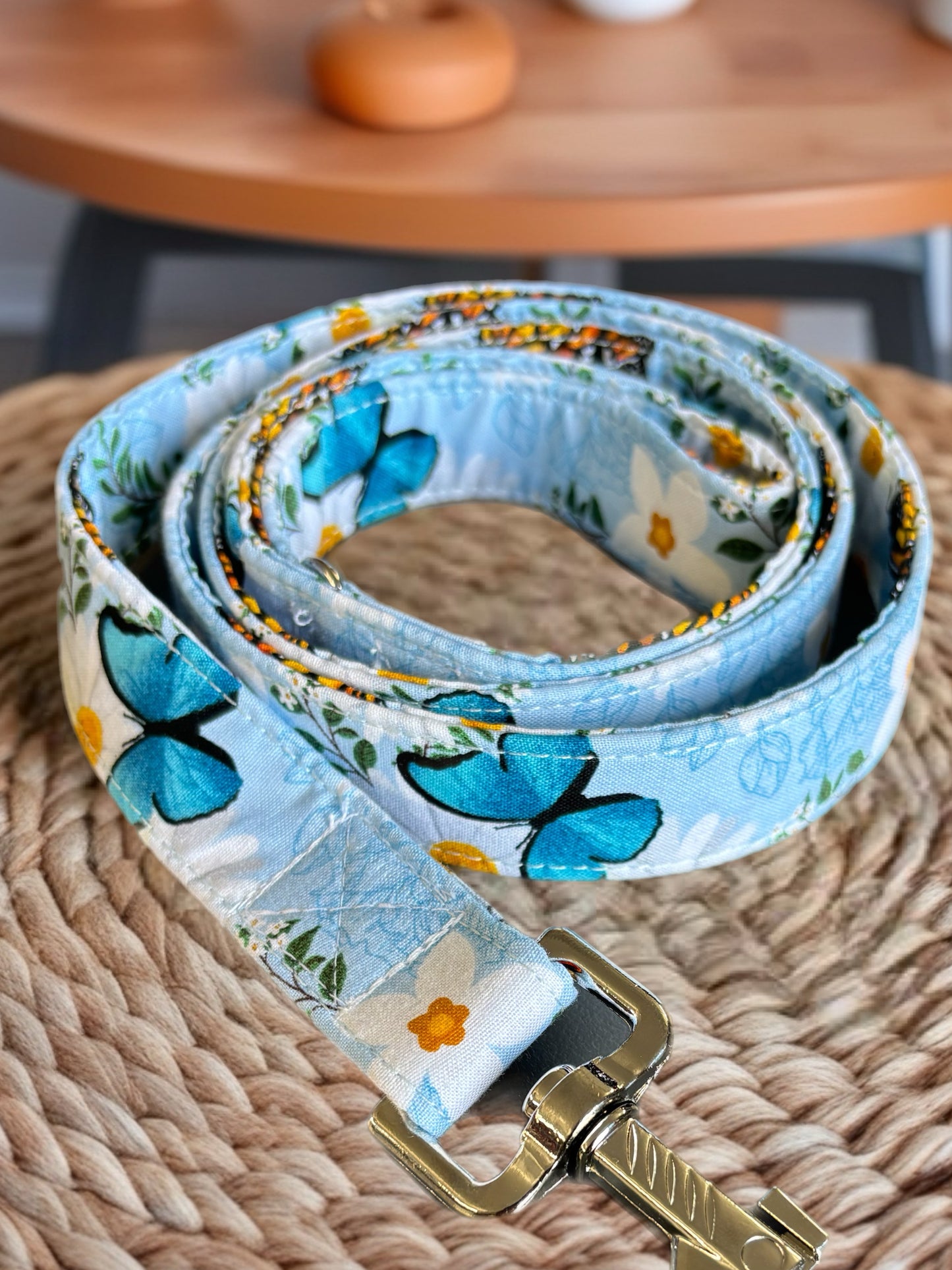 Summer blue butterflies cotton covered greyhound Martingale collar