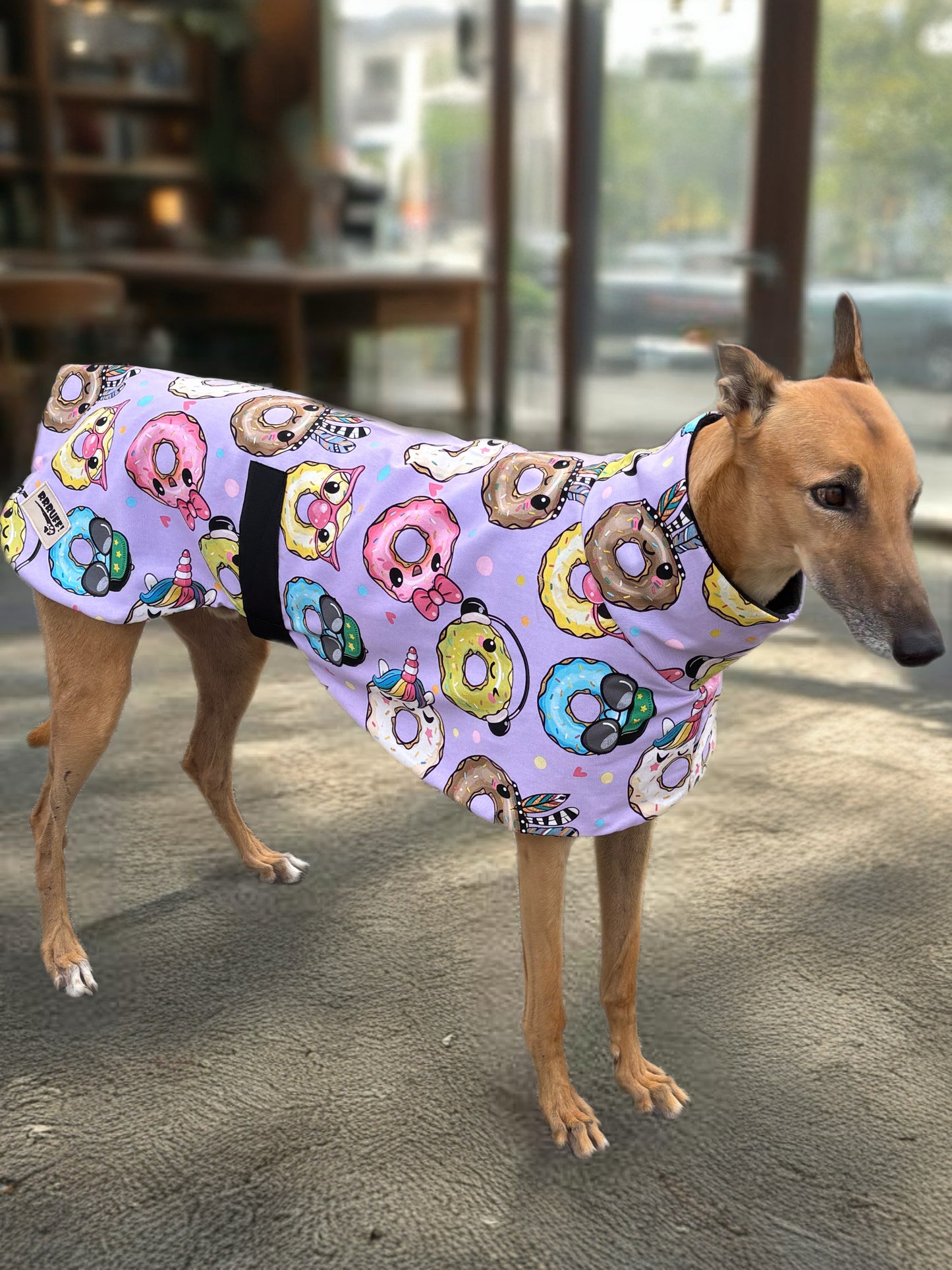 Donut delight on lilac cotton sports