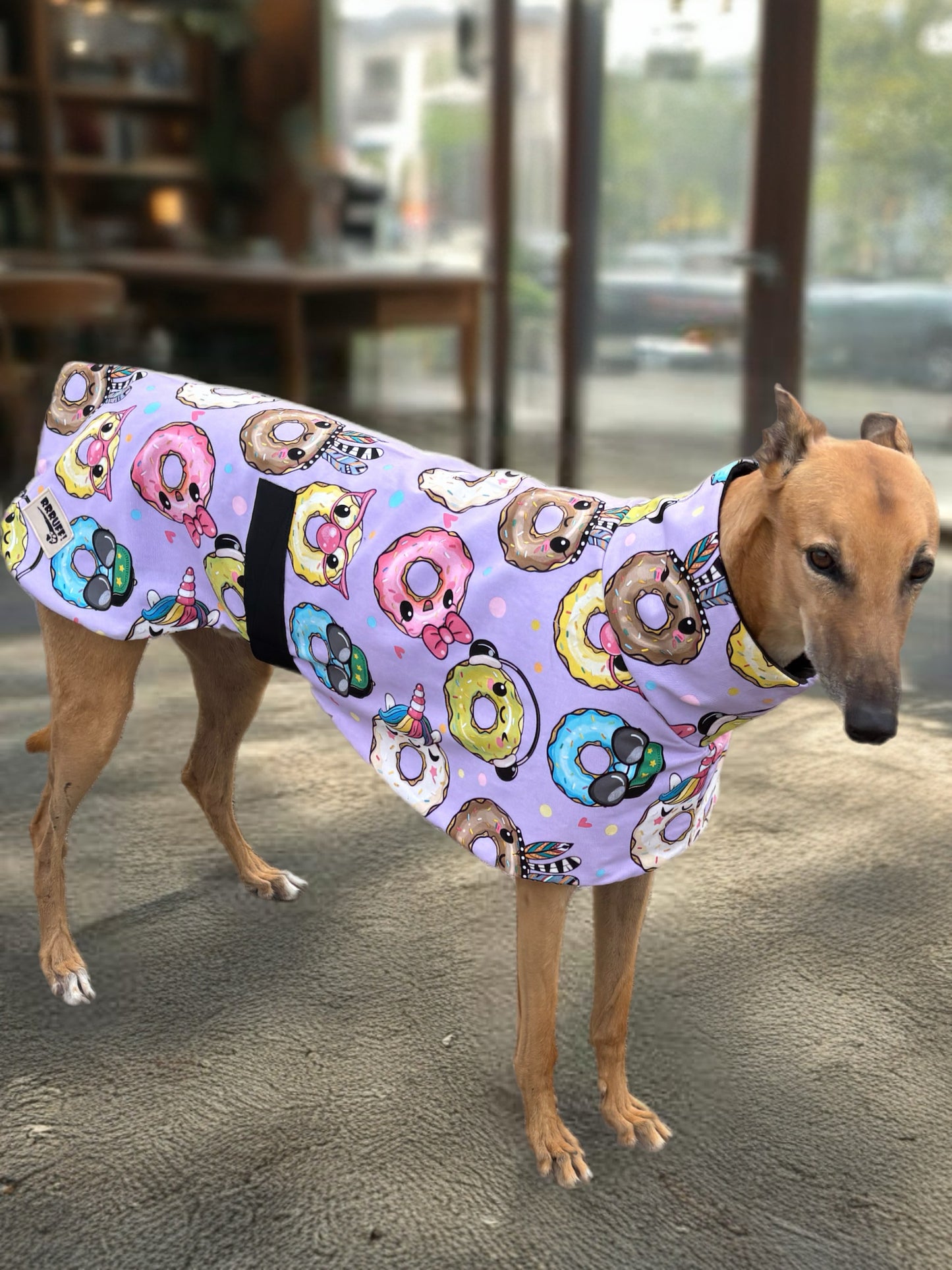 Donut delight on lilac cotton sports