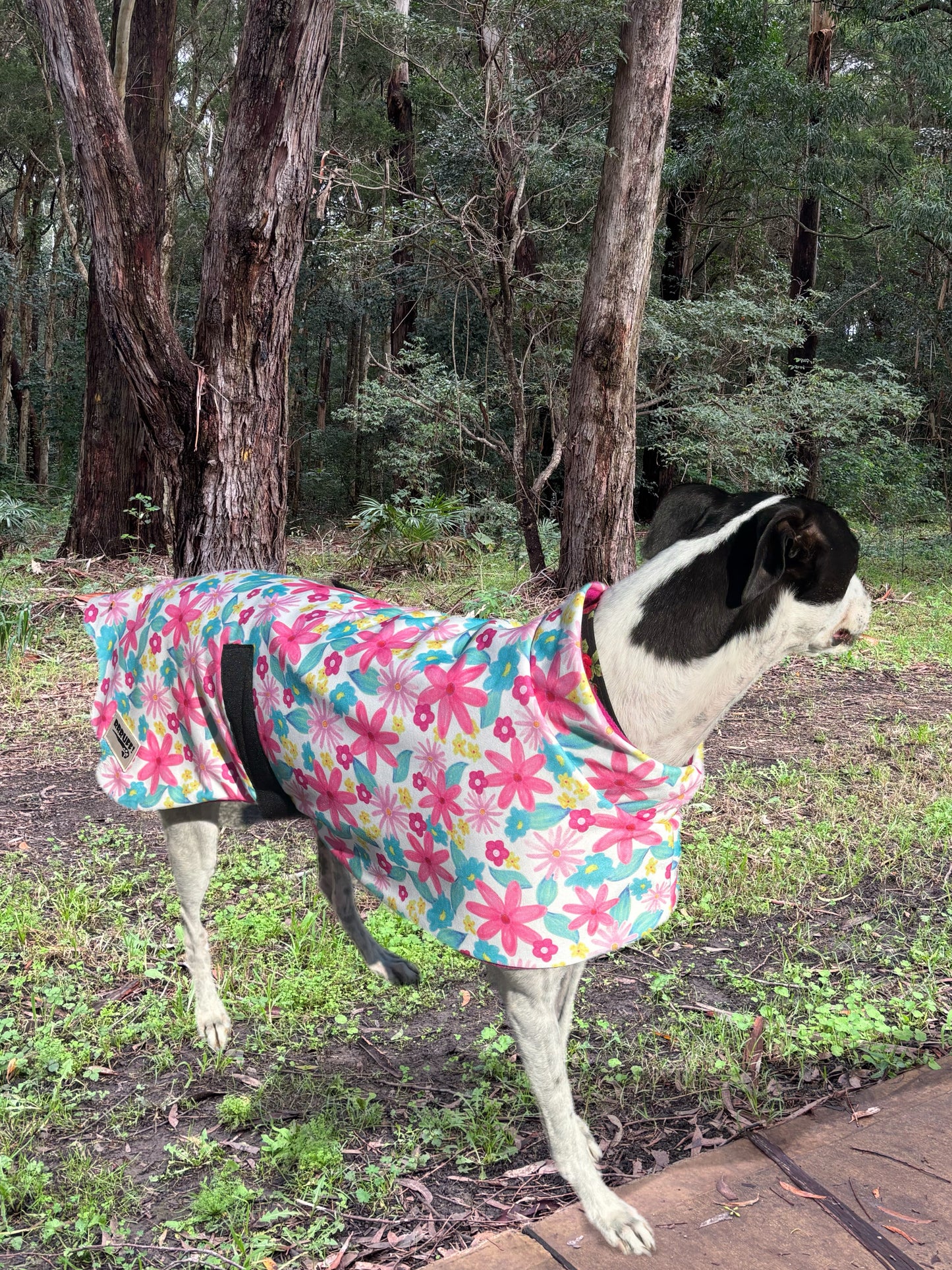 Girly girl pink floral in winter weight windcheater fleece sports