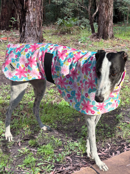 Girly girl pink floral in winter weight windcheater fleece sports