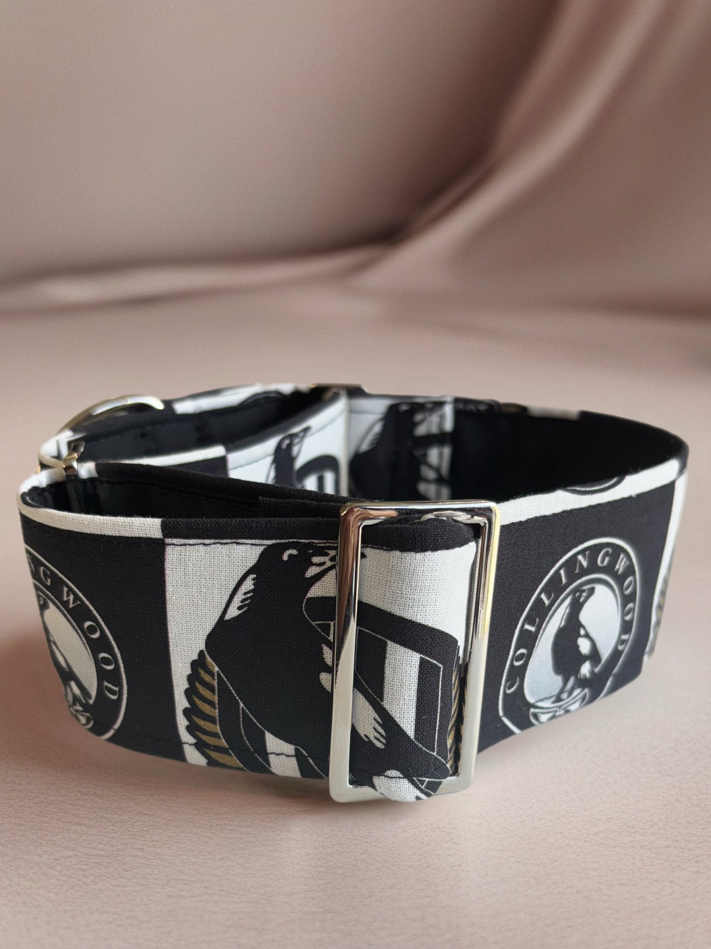 Magpies Martingale collar greyhound collar AFL Collingwood Magpies footy cotton fabric