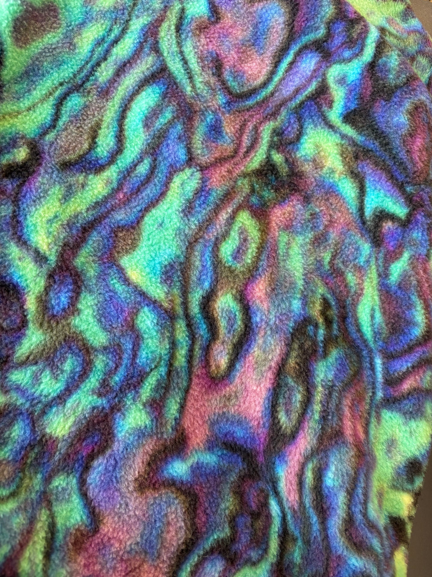 Abalone Paua shell snuggly green & purple tones fleece sports