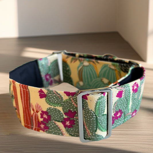 Cool cactus Greyhound Martingale collar cotton covered 50mm width super soft