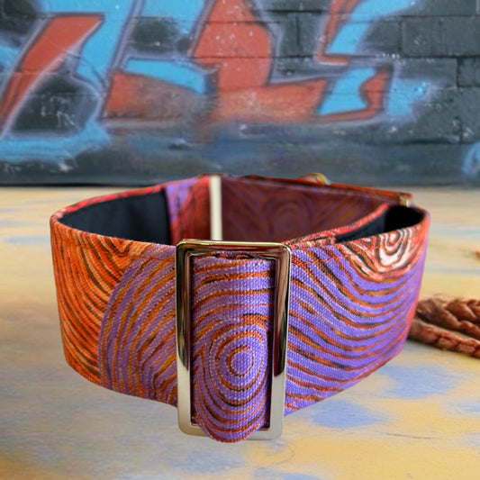 Indigenous art Greyhound Martingale collar cotton covered 50mm width super soft