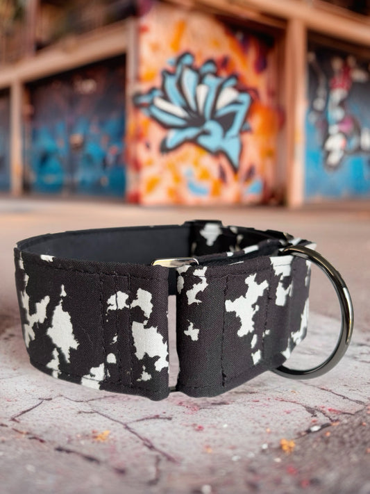 Cammo in & white Greyhound Martingale collar cotton covered 50mm width soft