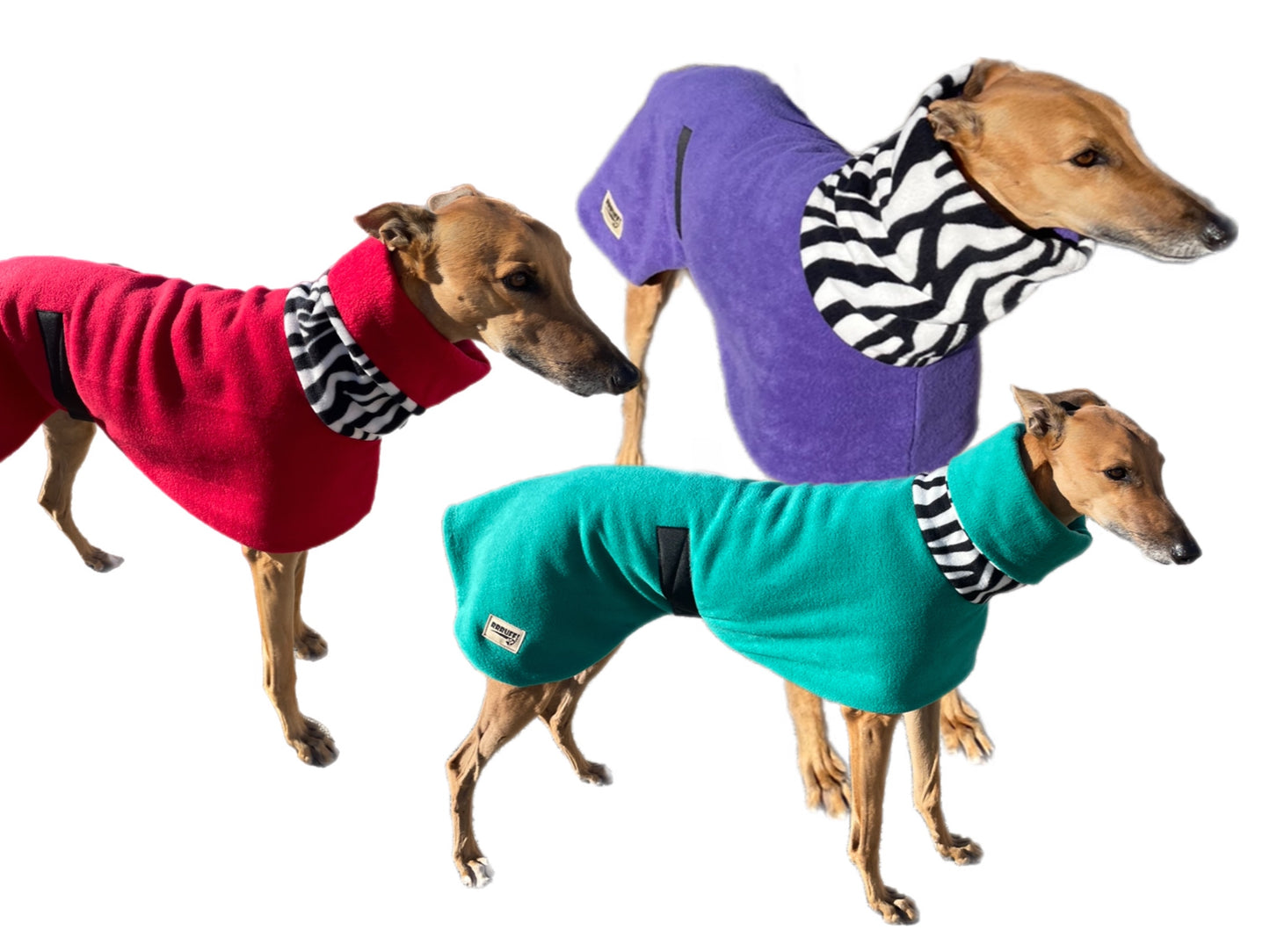 Zebra collar Greyhound Deluxe Dog coat dog rug, thick double polar fleece washable extra wide hoodie