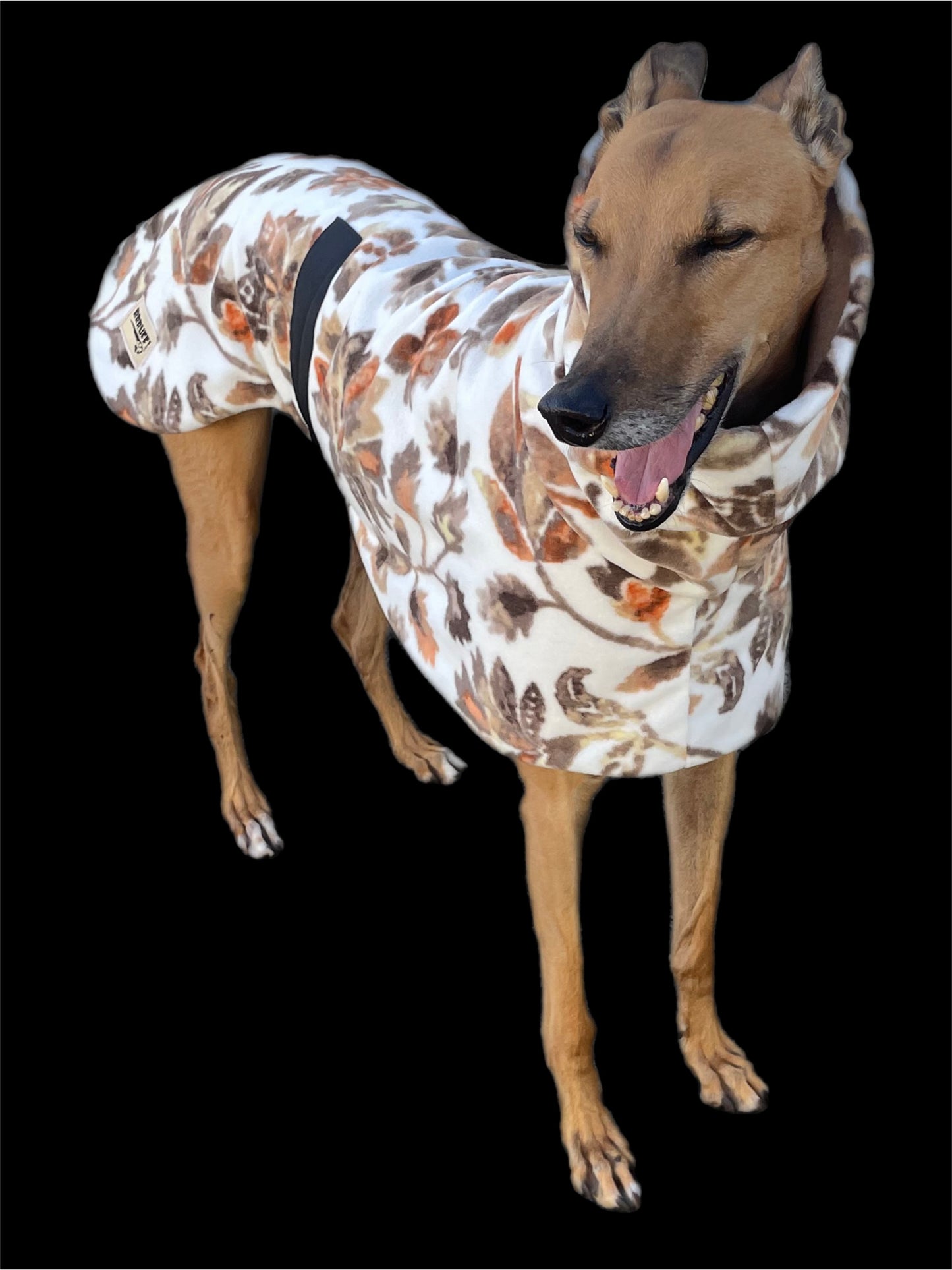 Greyhound coat in deluxe style rug winter leaves polar fleece washable extra wide neck