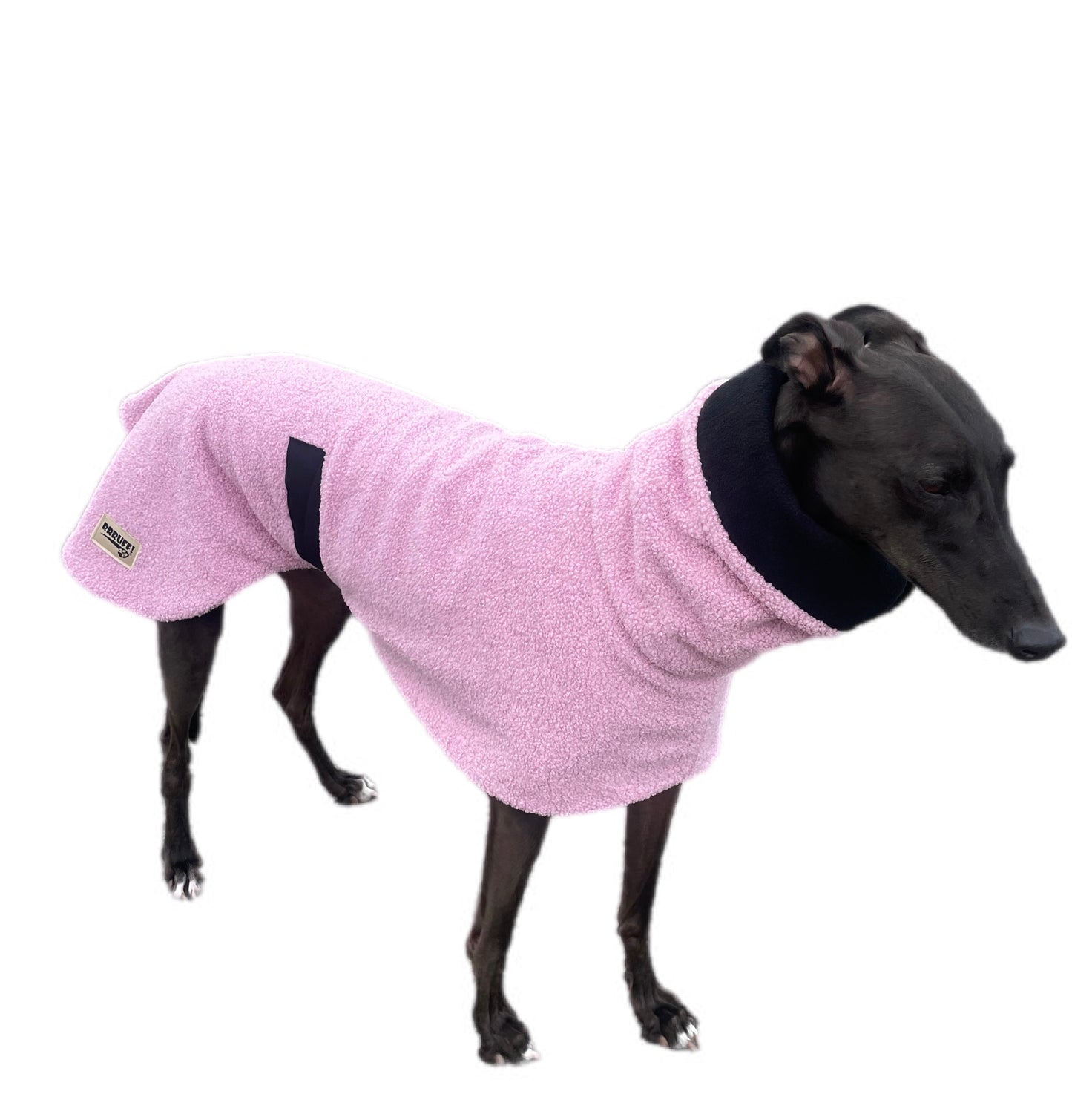 Pink blush Teddy fleece extra thick deluxe style greyhound coat with snuggly wide neck roll