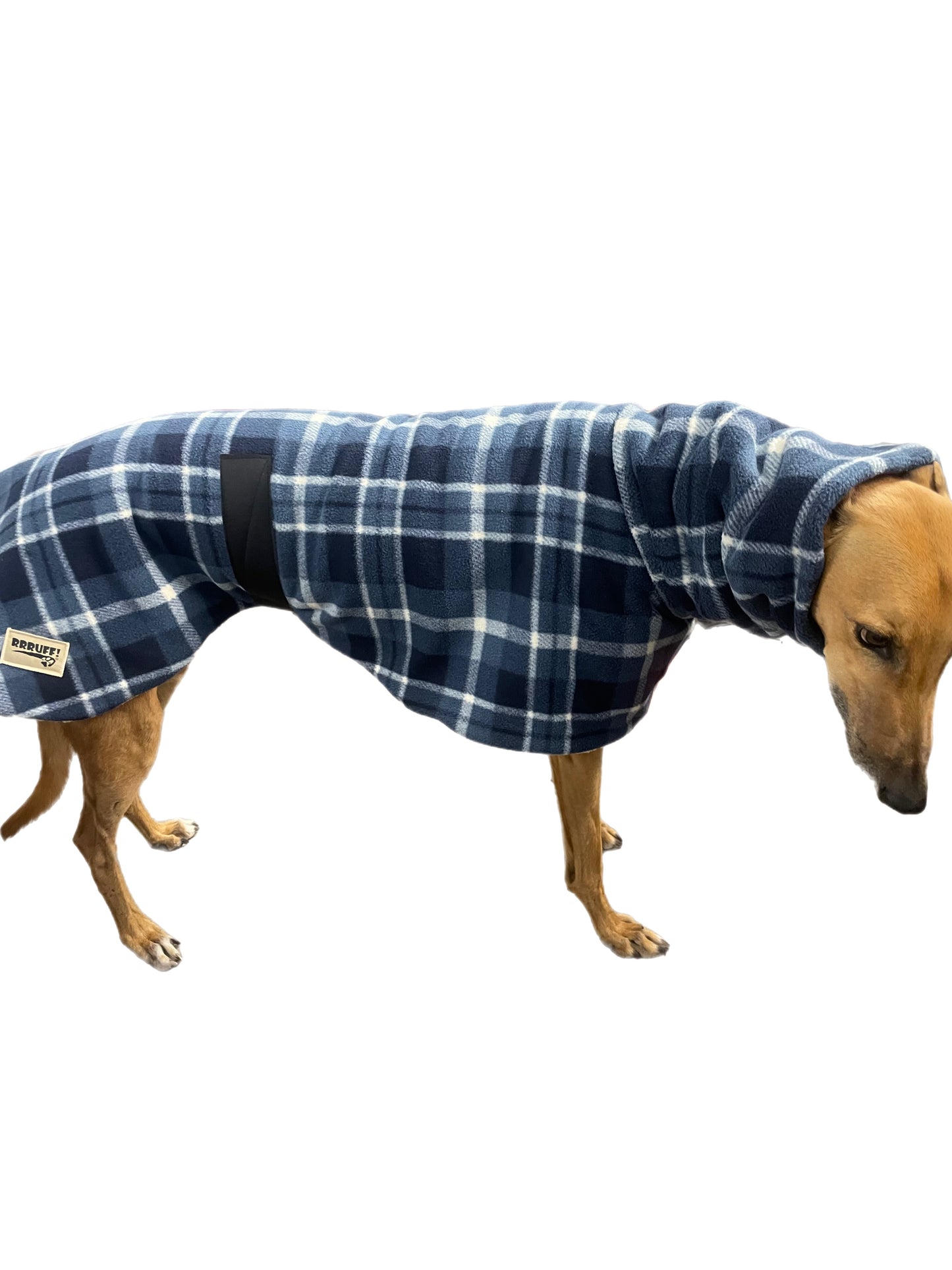 The navy blue Lumberjack Greyhound coat in deluxe style rug navy blue black tartan check  polar fleece washable extra wide neck