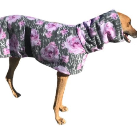 Silver rose greyhound Deluxe style coat rug super soft & snuggly polar fleece extra wide neck hoodie end of line