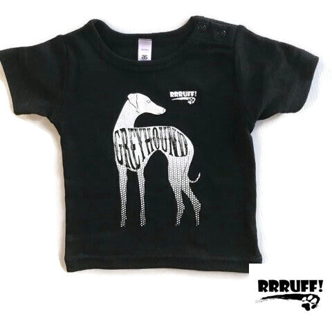 Infant T Shirt cotton greyhound design wee tee pink black
