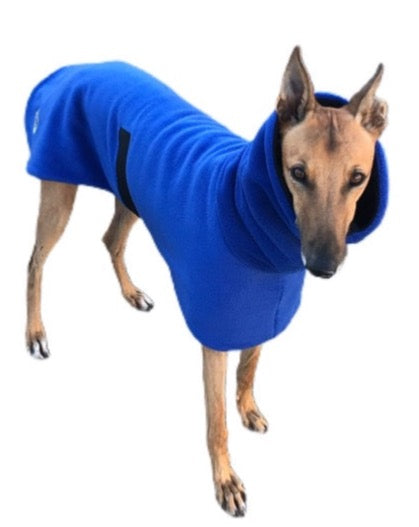Royal blue Greyhound Deluxe coat rug thick polar fleece washable extra wide neck hoodie