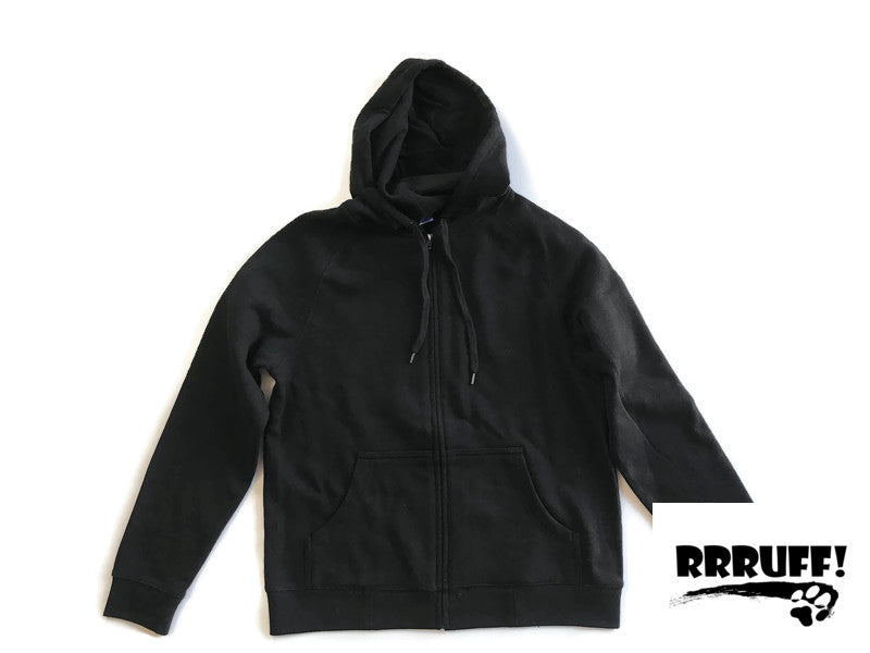Black Ladies hoodie with zip and greyhound print on the back