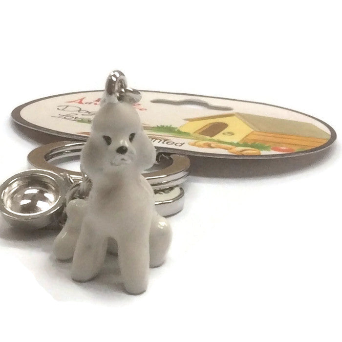White poodle key ring pedigree toy poodle